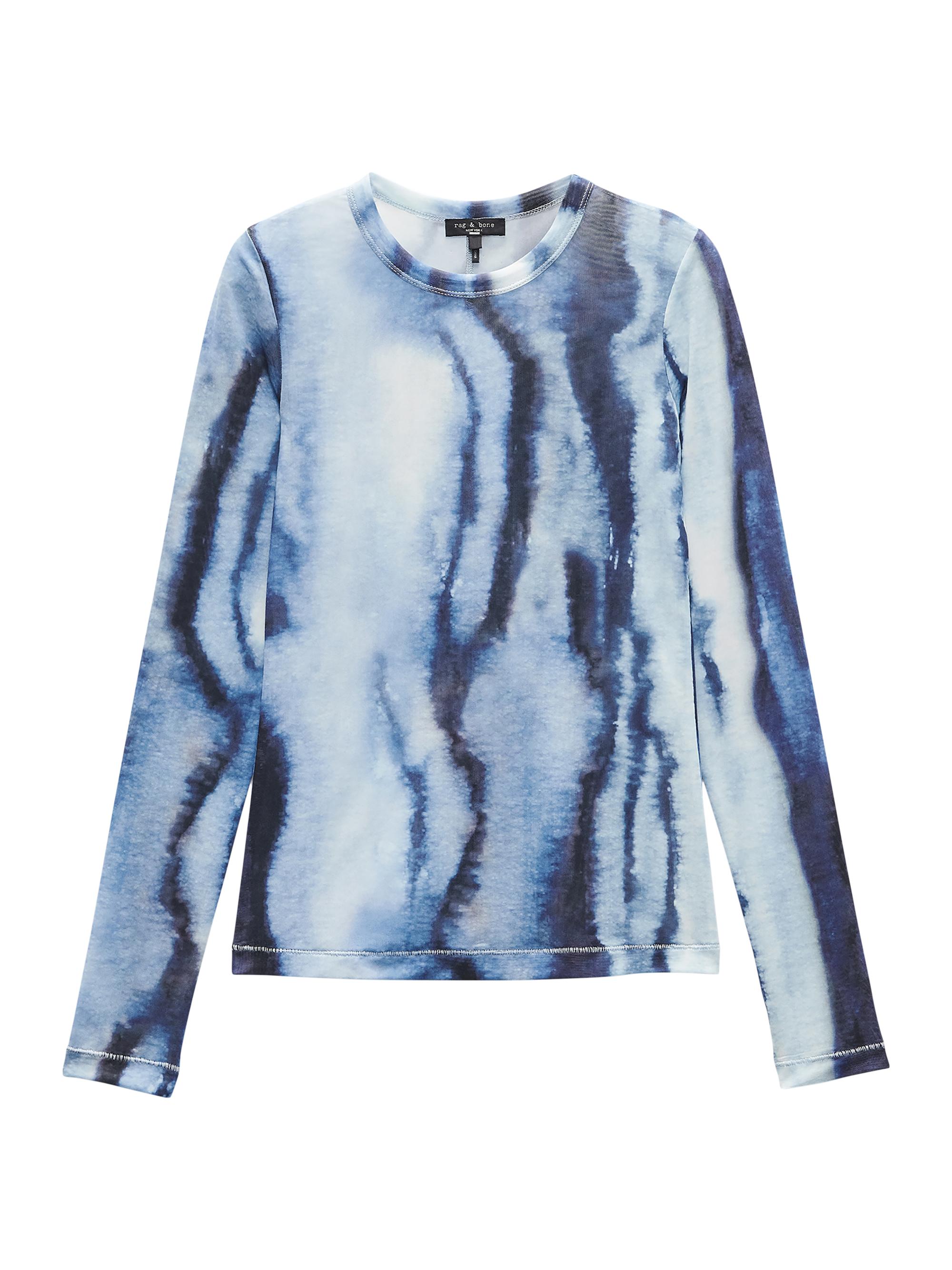 rag & bone Women's Yana Tie-Dye Mesh Crewneck T-Shirt - Blue Multi