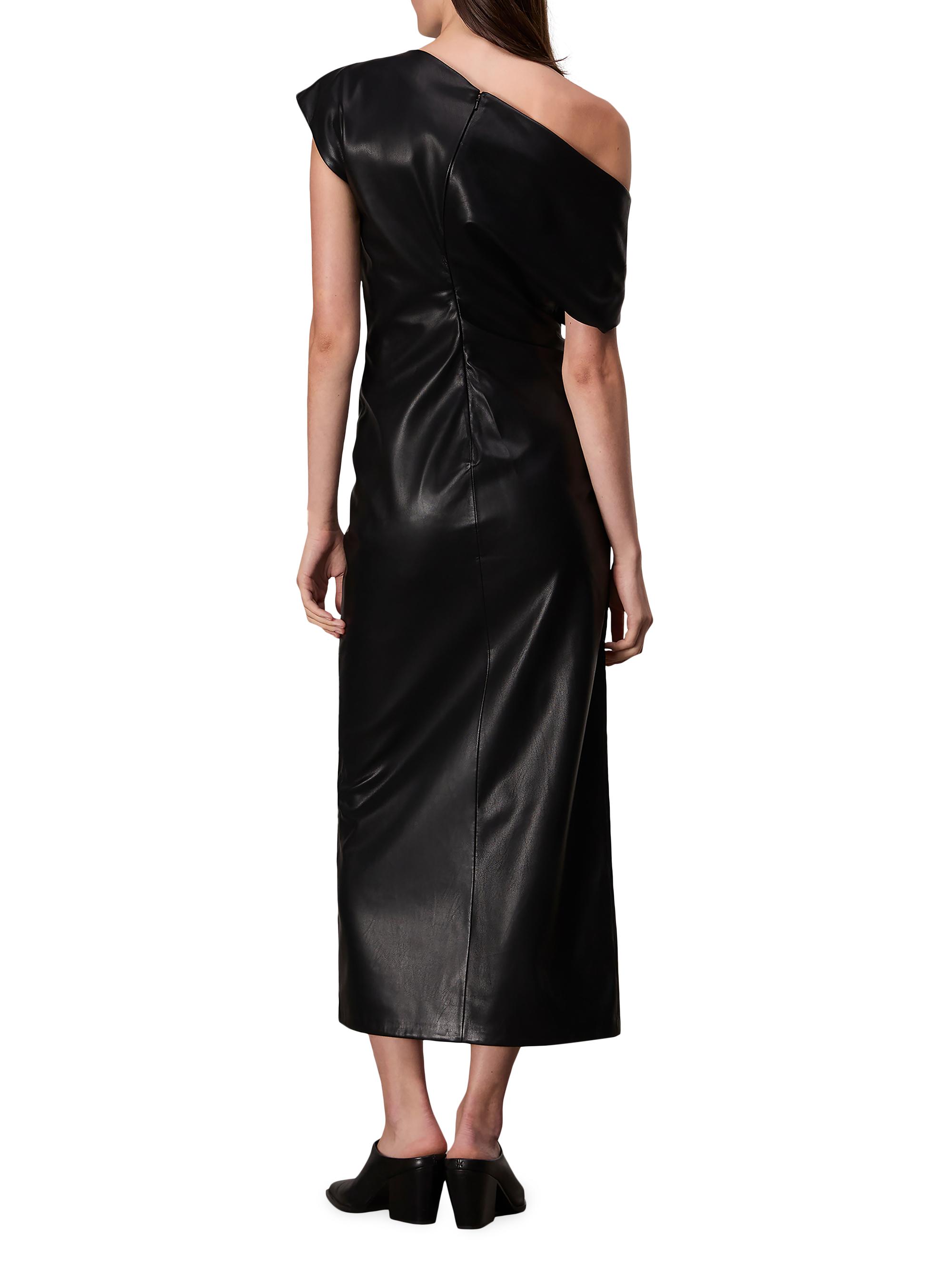 chinese dress ladies Wine Leather Puff Sleeve Dress main image 1