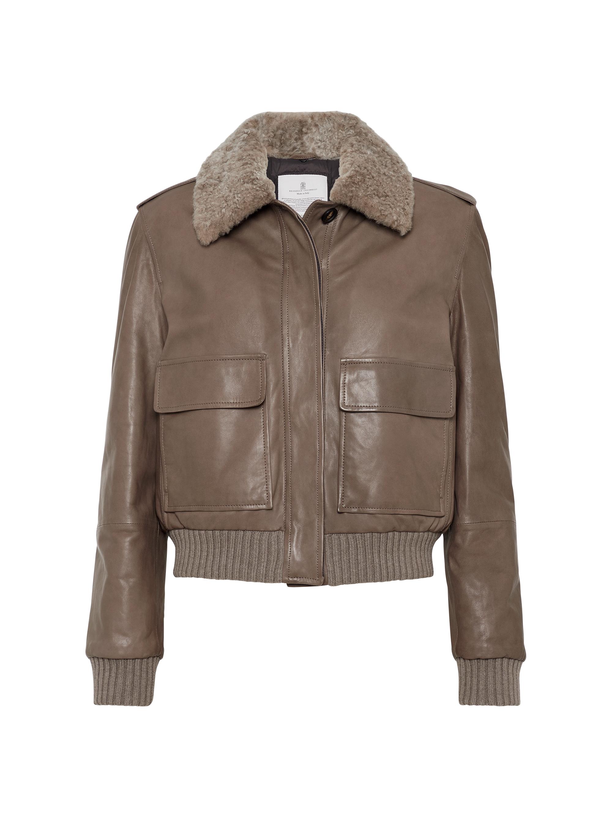 Brunello Cucinelli Women's Country Nappa Leather Jacket - Mud