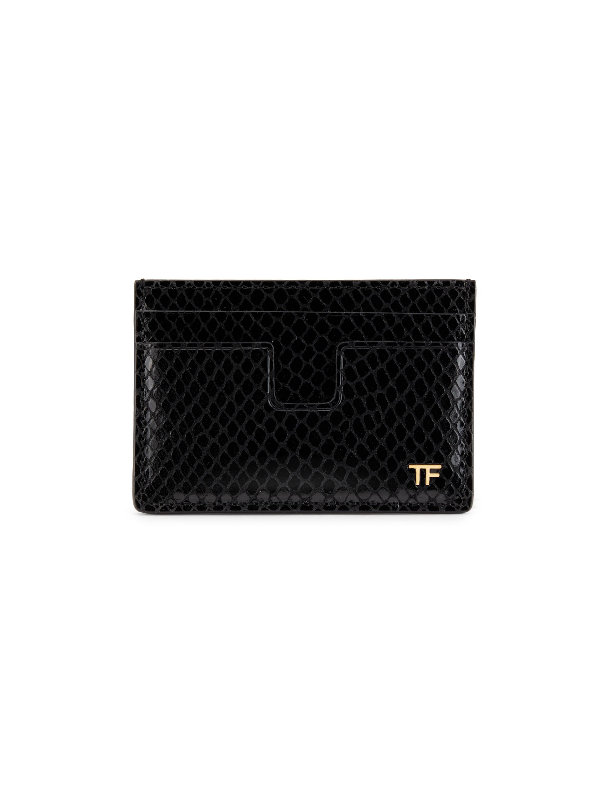 TOM FORD Men's Python-Embossed Leather T Line Cardholder - Black