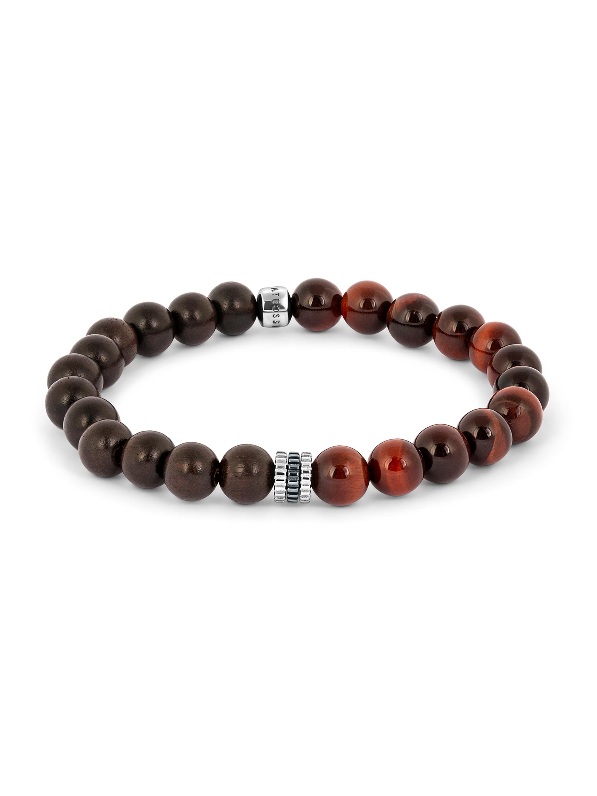 Tateossian Men's Gear Trio Sterling Silver & Tiger Eye Beaded Bracelet - Black
