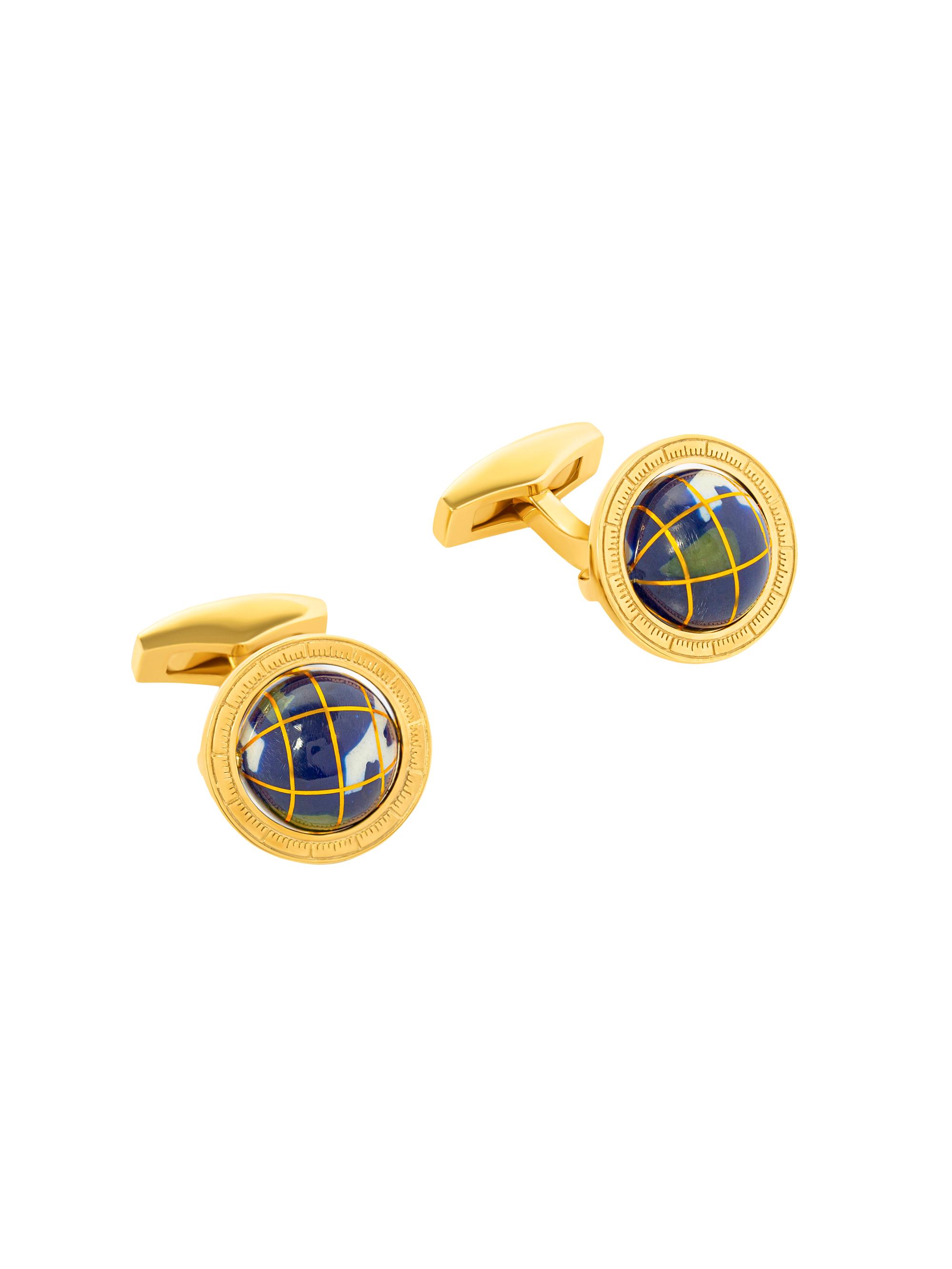 Tateossian Men's Globe Mosaic 18K Yellow Gold-Plated & Lapis Cufflinks - Yellow Gold
