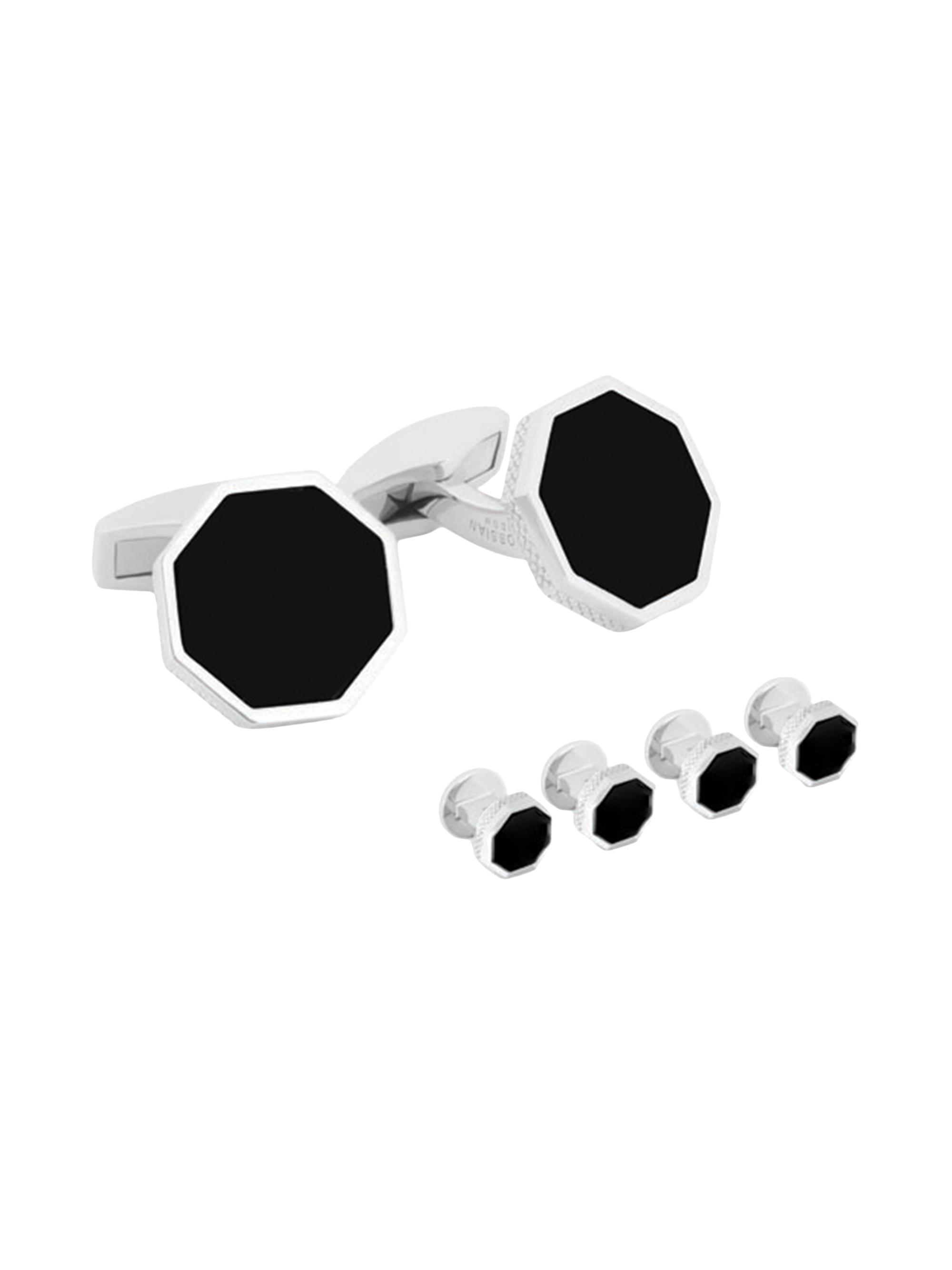 Tateossian Men's London Eye 6-Piece Onyx Cufflink & Stud Set - Silver