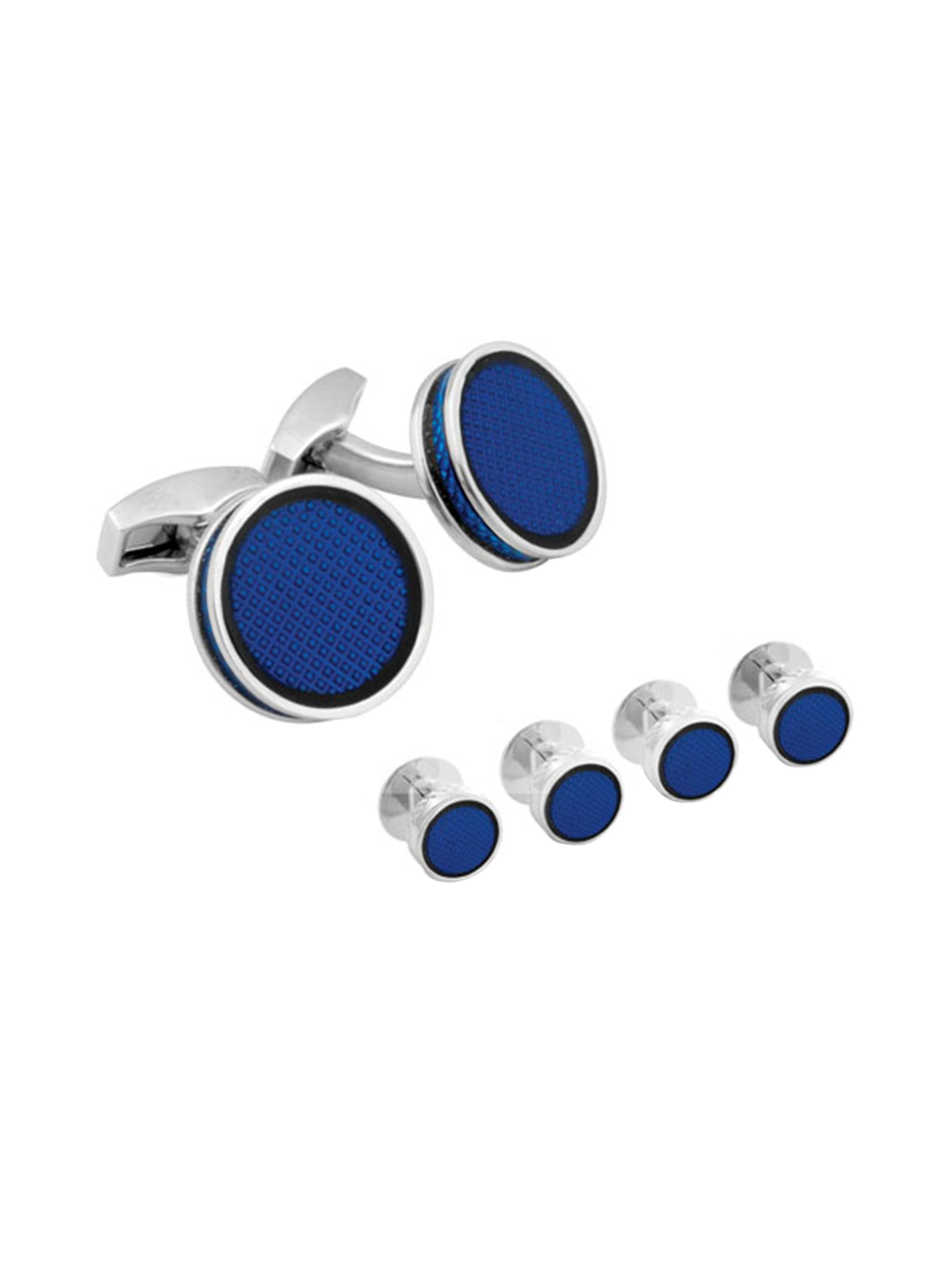 Tateossian Men's Tablet Ice 6-Piece Round Cufflink & Shirt Studs Set - Silver