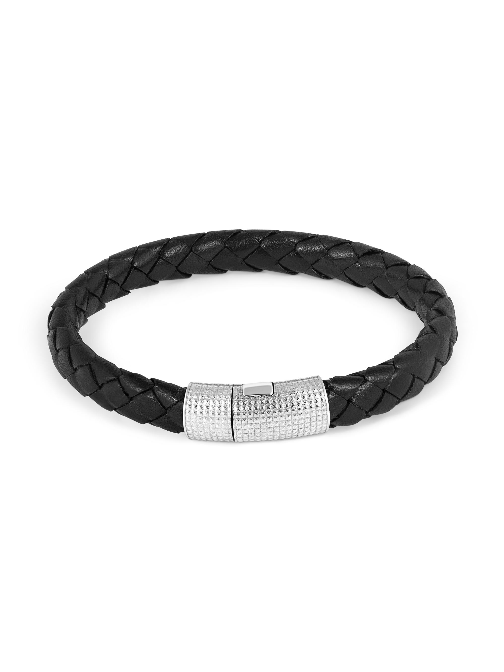 Tateossian Men's Giza Cobra Pelle Sterling Silver & Leather Bracelet - Black Rhodium