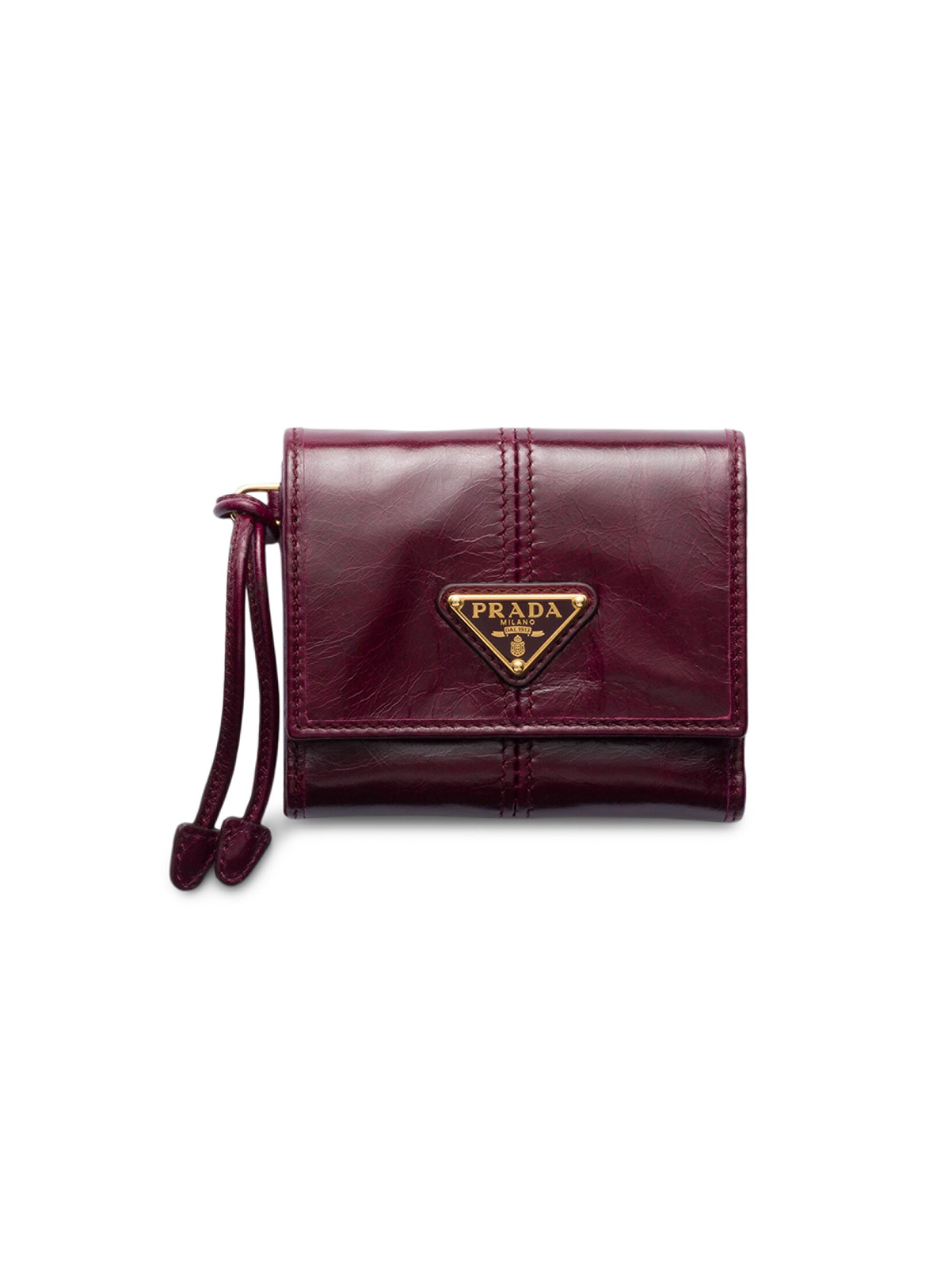 Prada Women's  Leather Wallet - Dark Red