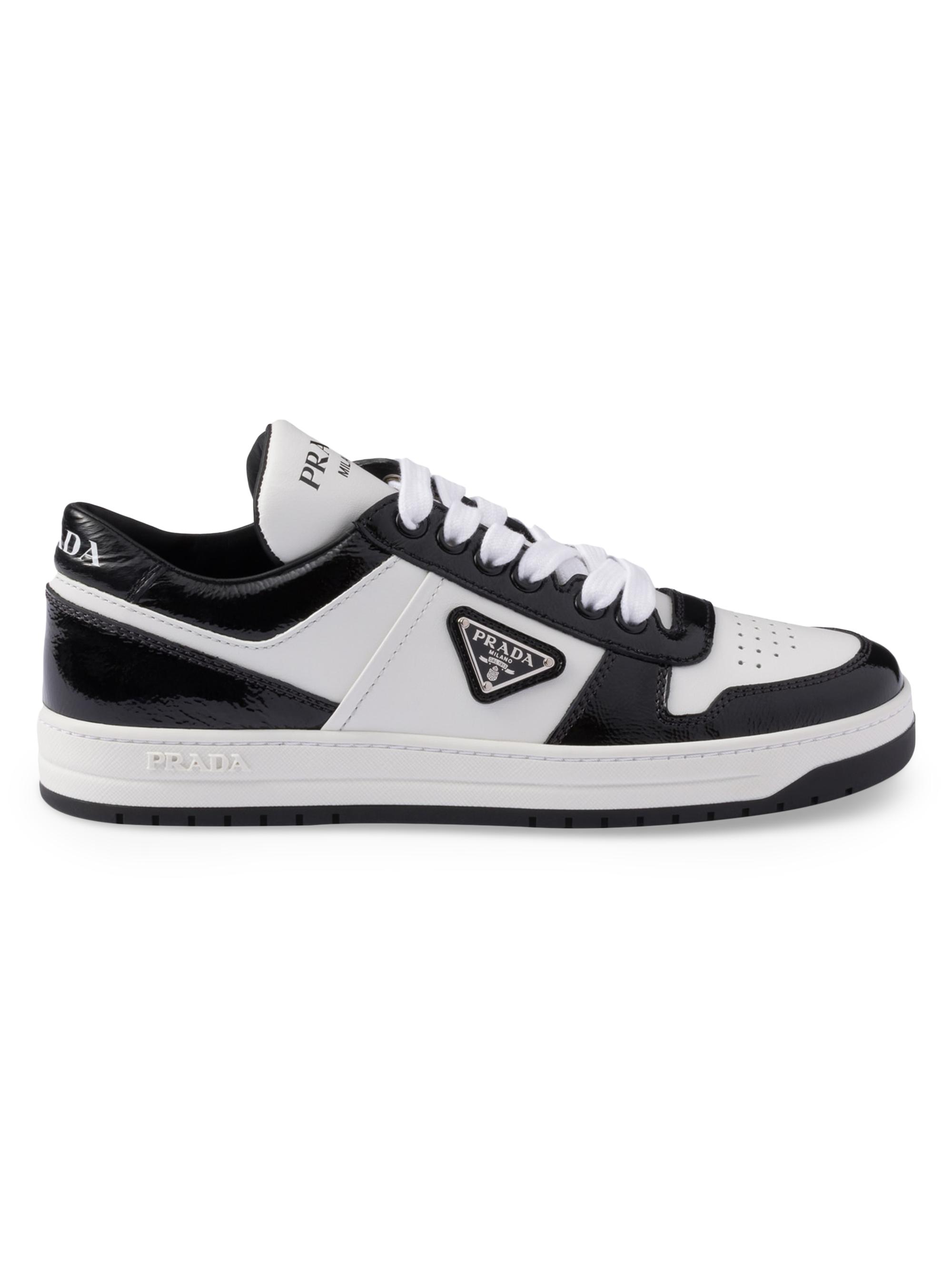 Prada Women's Downtown Leather Sneakers - White Black