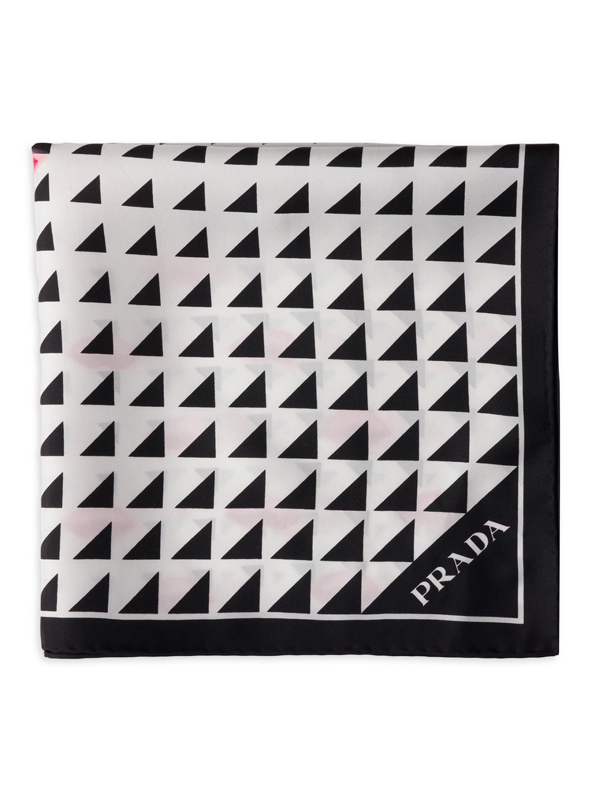 Prada Women's Printed Silk Twill 55CM Square Scarf - Black