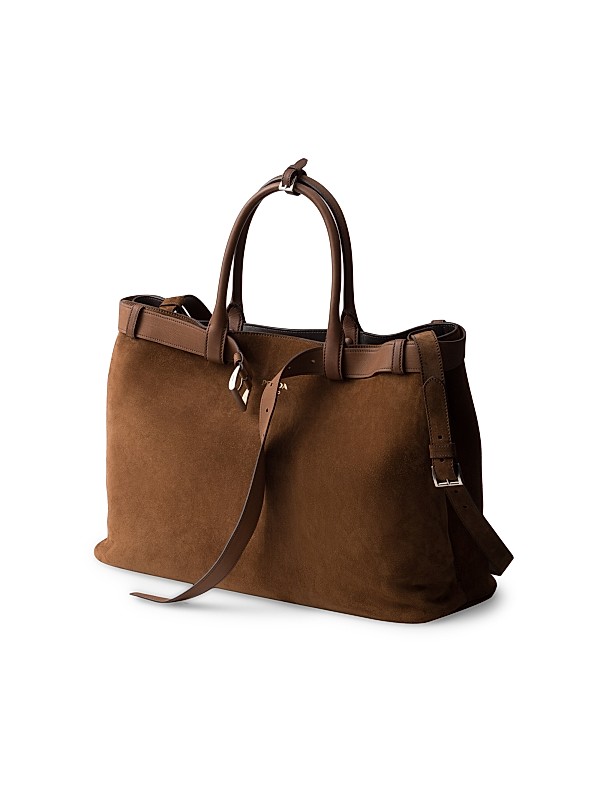 Shop Prada Buckle Suede Bag with Belt | Saks Fifth Avenue Shop Prada Buckle Suede Bag with Belt | Saks Fifth Avenue