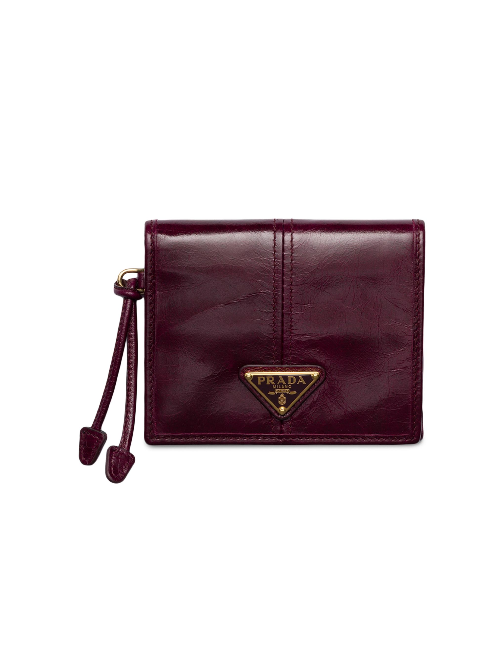 Prada Women's  Leather Wallet - Dark Red