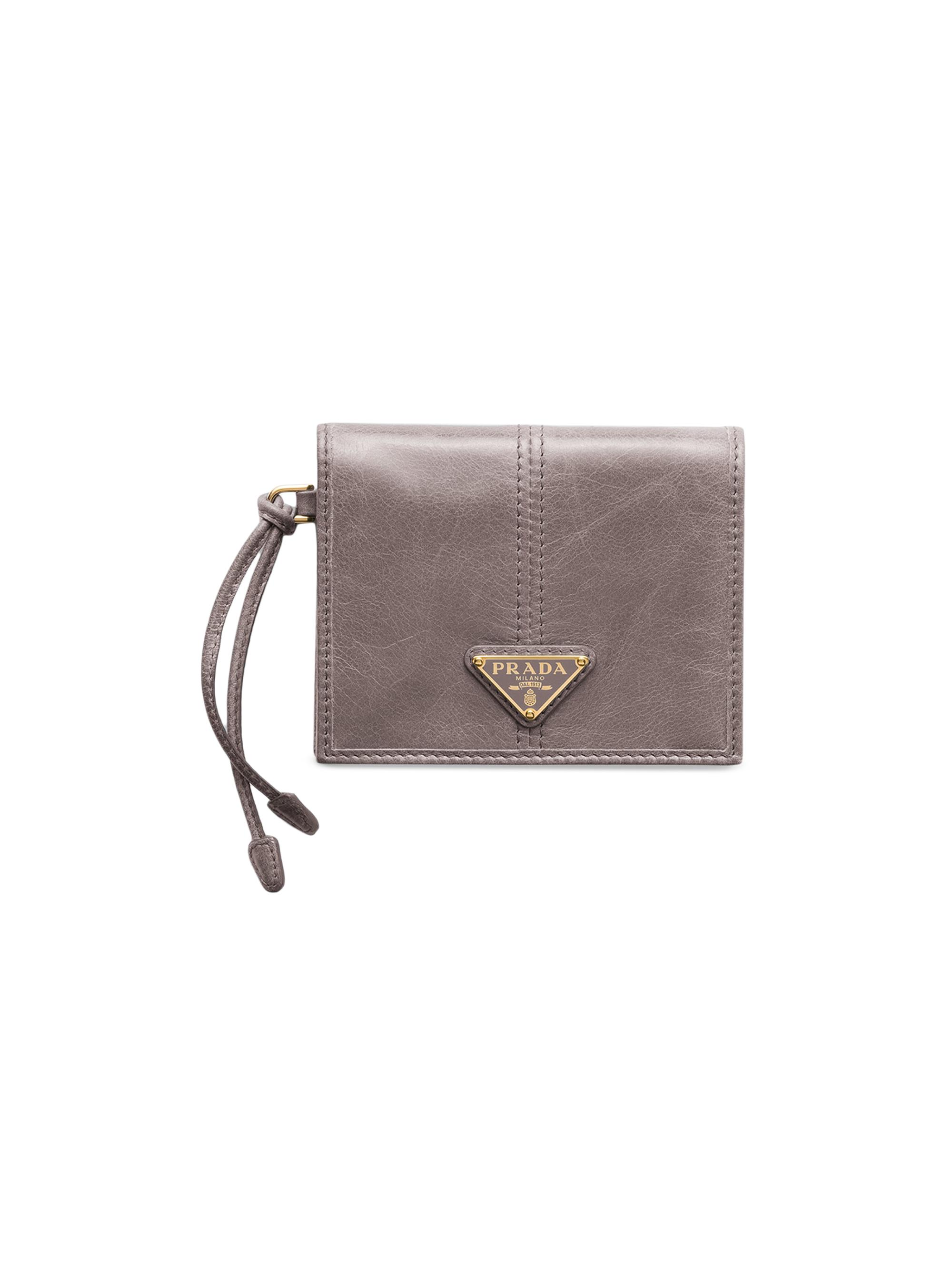Prada Women's  Leather Wallet - Grey