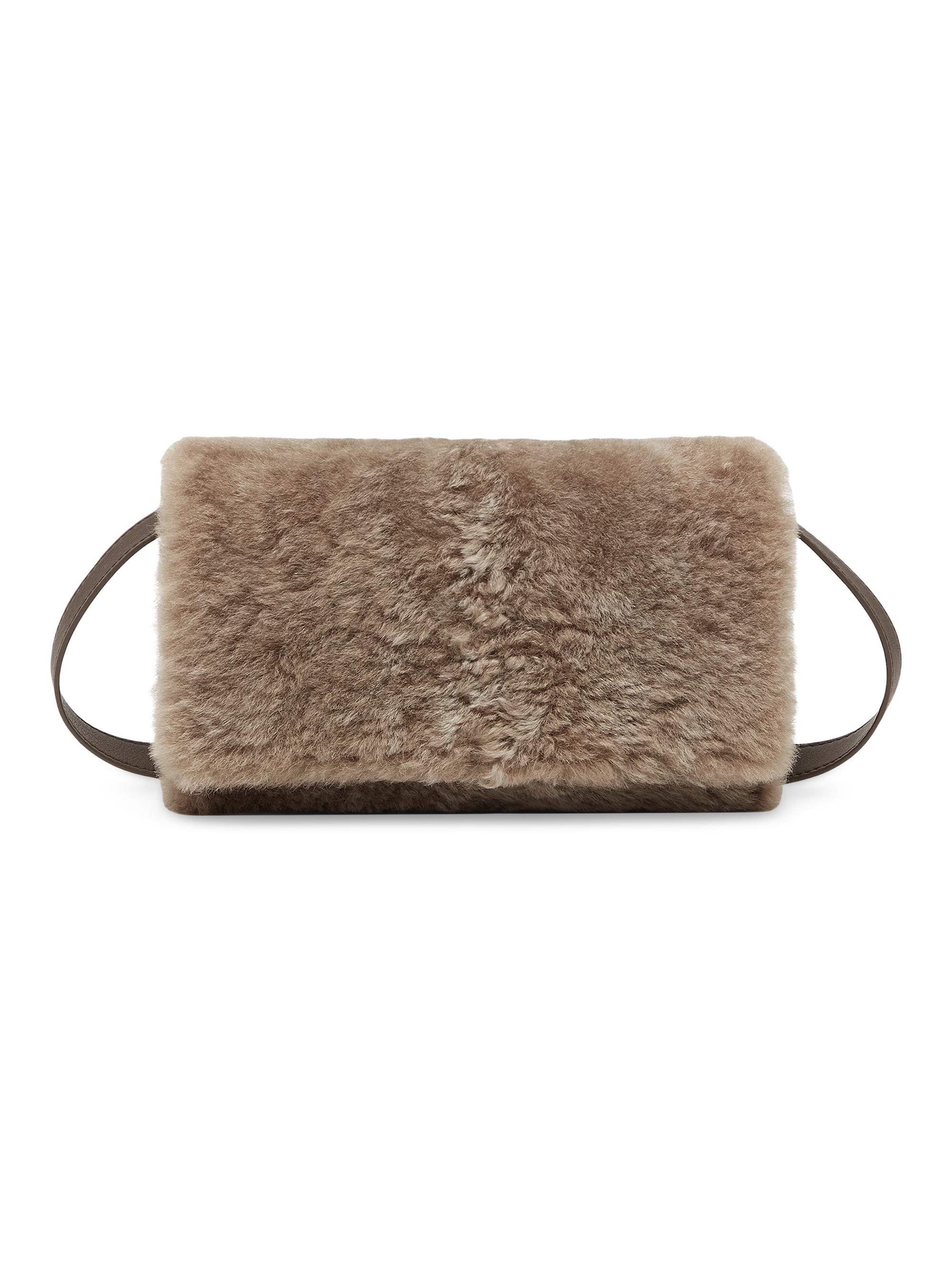 Brunello Cucinelli Women's Frosty Effect Shearling Clutch Bag - Brown