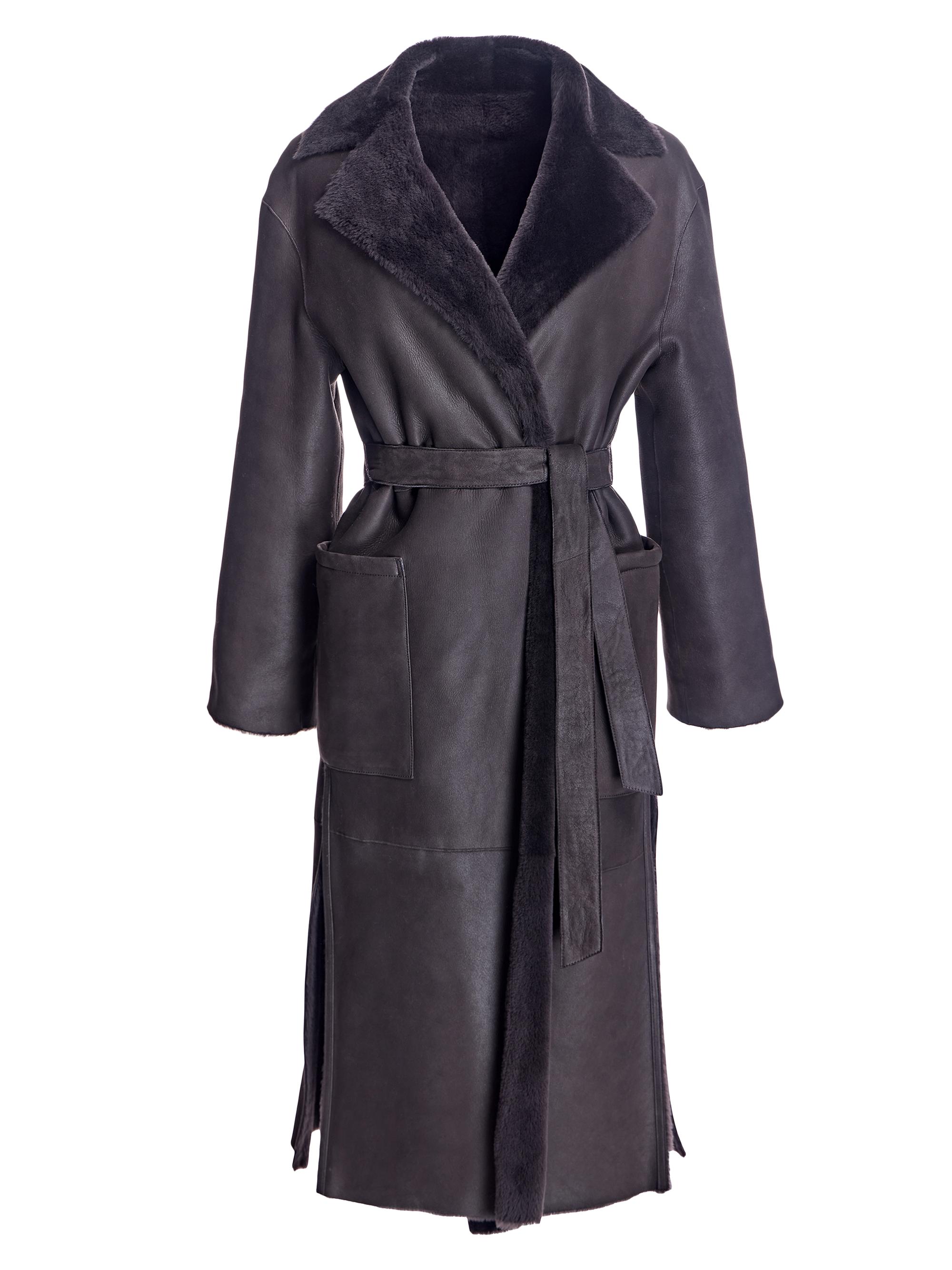 Maximilian Women's Shearling Lamb Coat - Dark Brown
