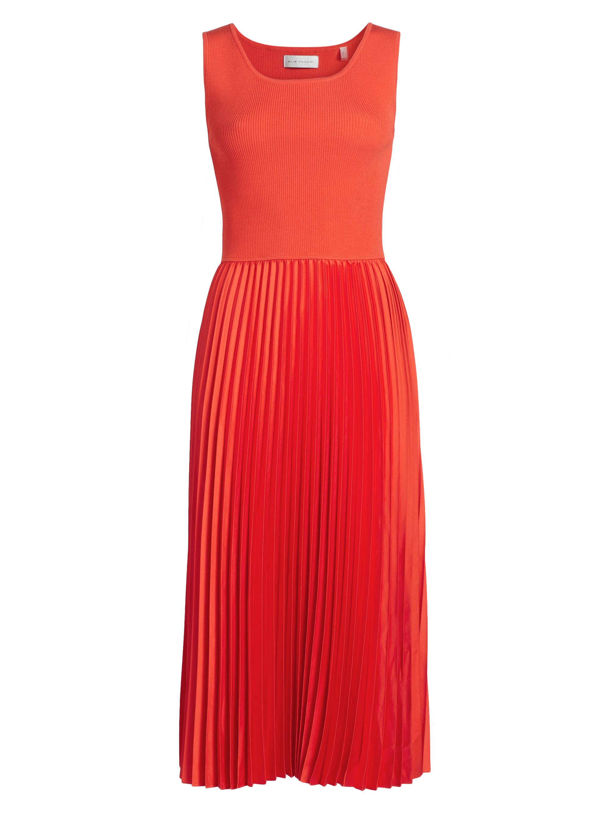 Elie Tahari Women's The Mave Pleated Mixed-Media Sweaterdress - Orange Dream