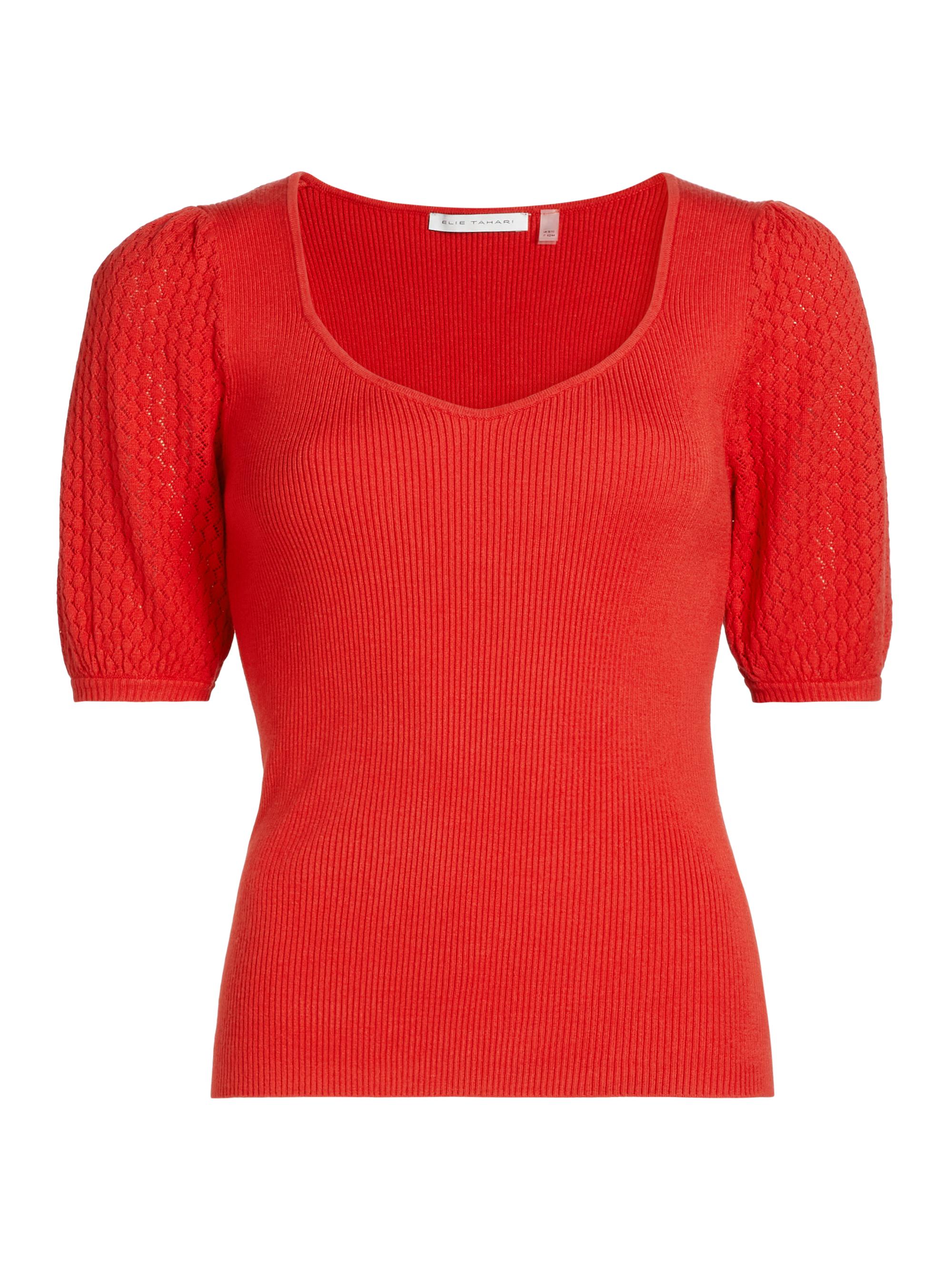 Elie Tahari Women's The Piper Puff-Sleeve Knit Sweater - Show Stopper Red
