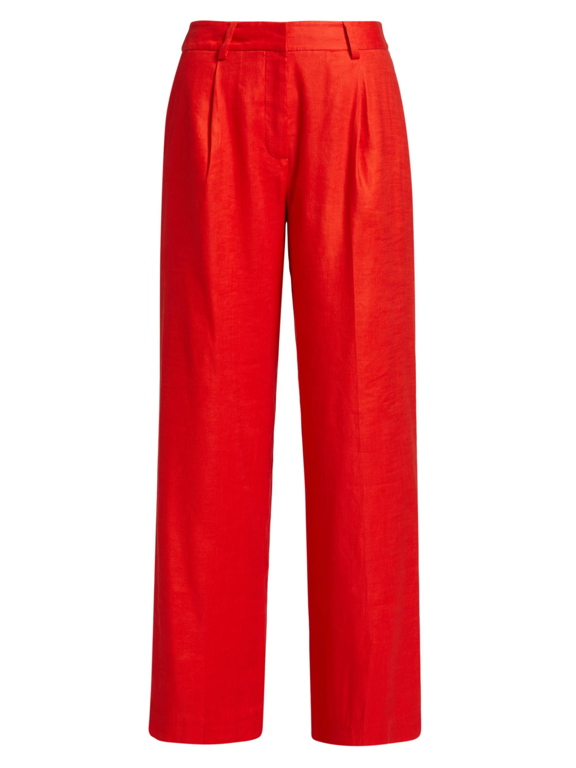 Elie Tahari Women's The Simone Linen-Blend Wide-Leg Pants - Show Stopper Red