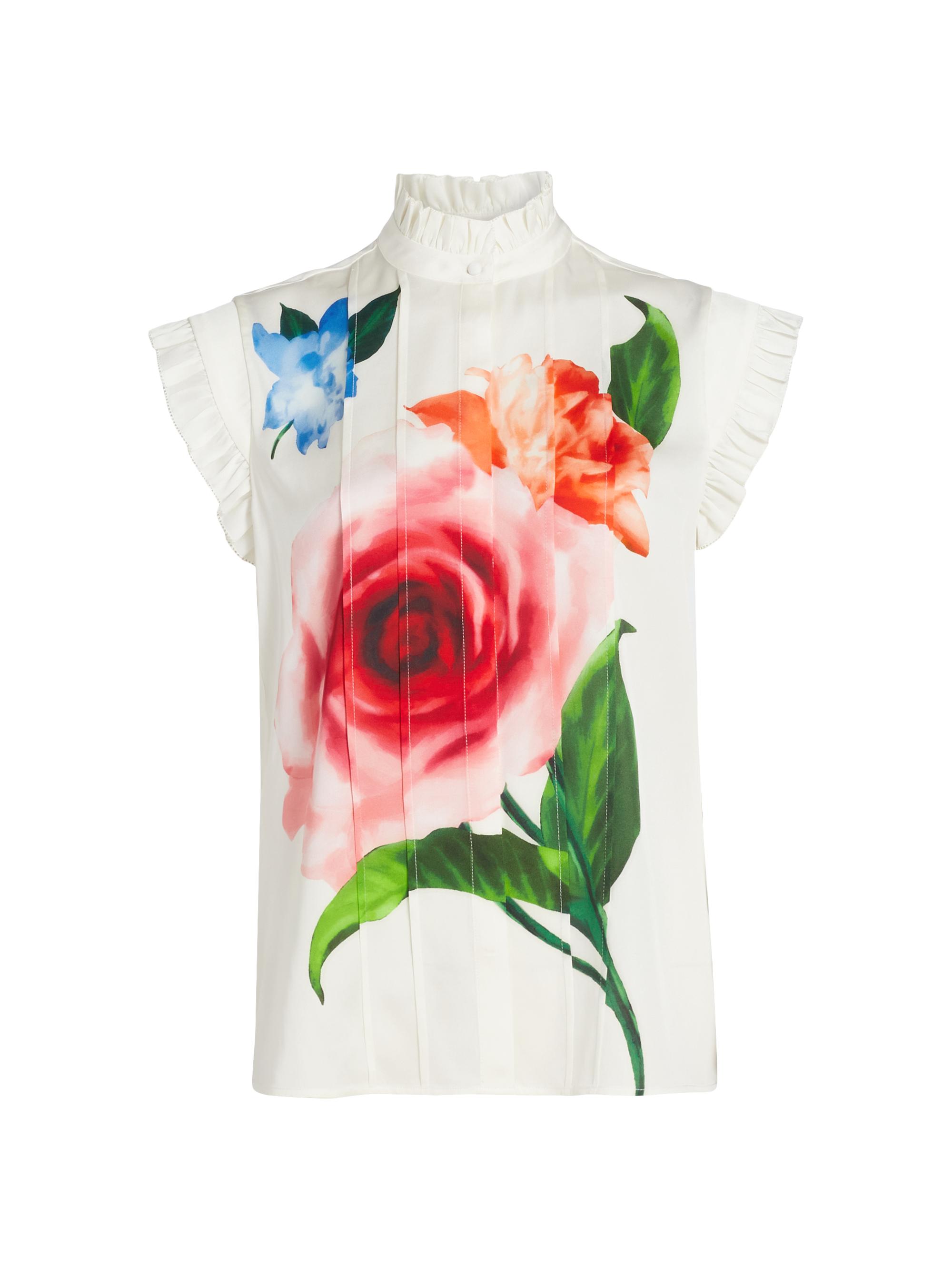 Elie Tahari Women's The Chloe Floral Stretch-Silk Blouse - Spring Memory