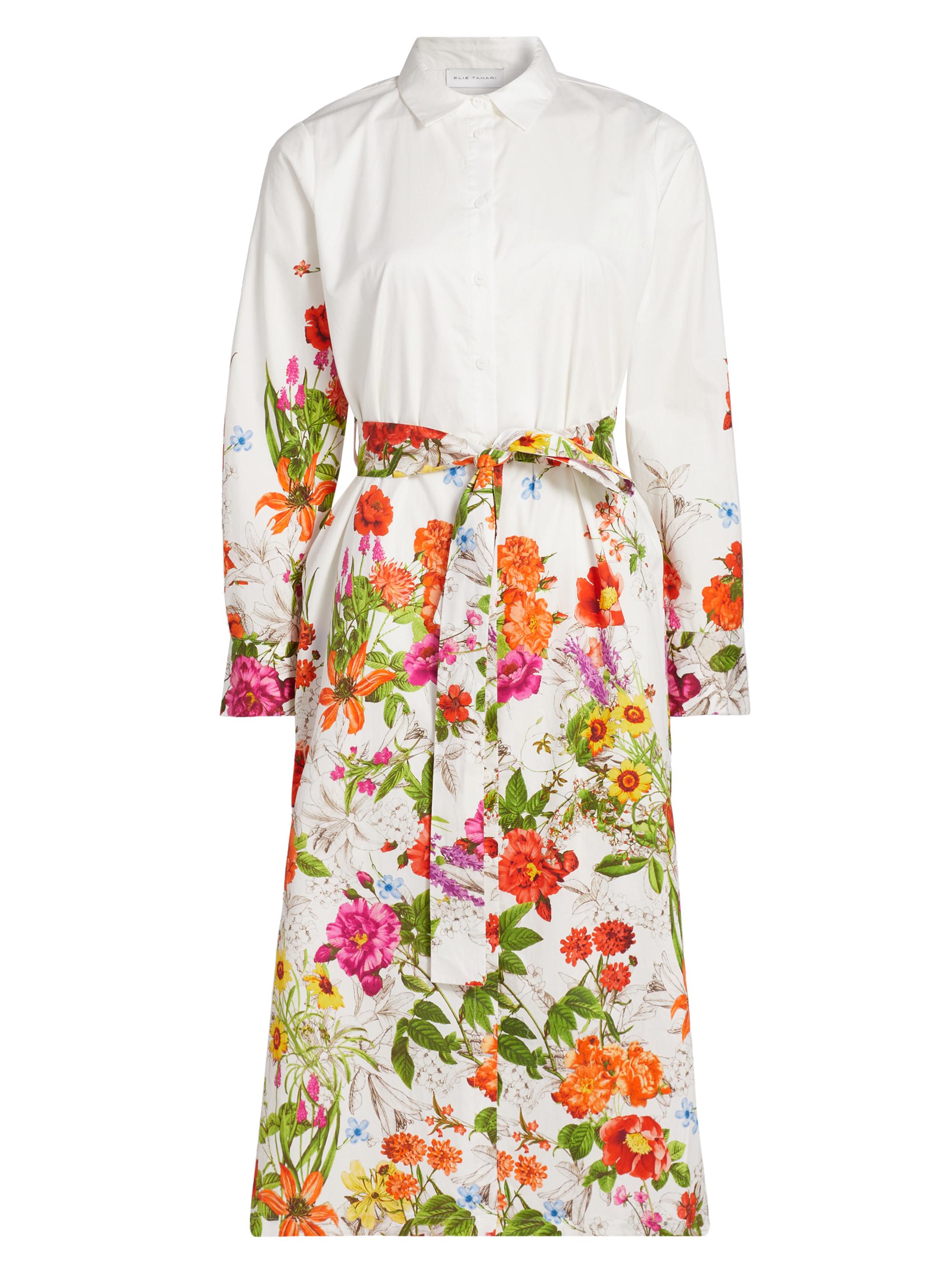 Elie Tahari Women's The Juliana Sky Jardin Floral Cotton Poplin Shirtdress - Sky Jardin Print