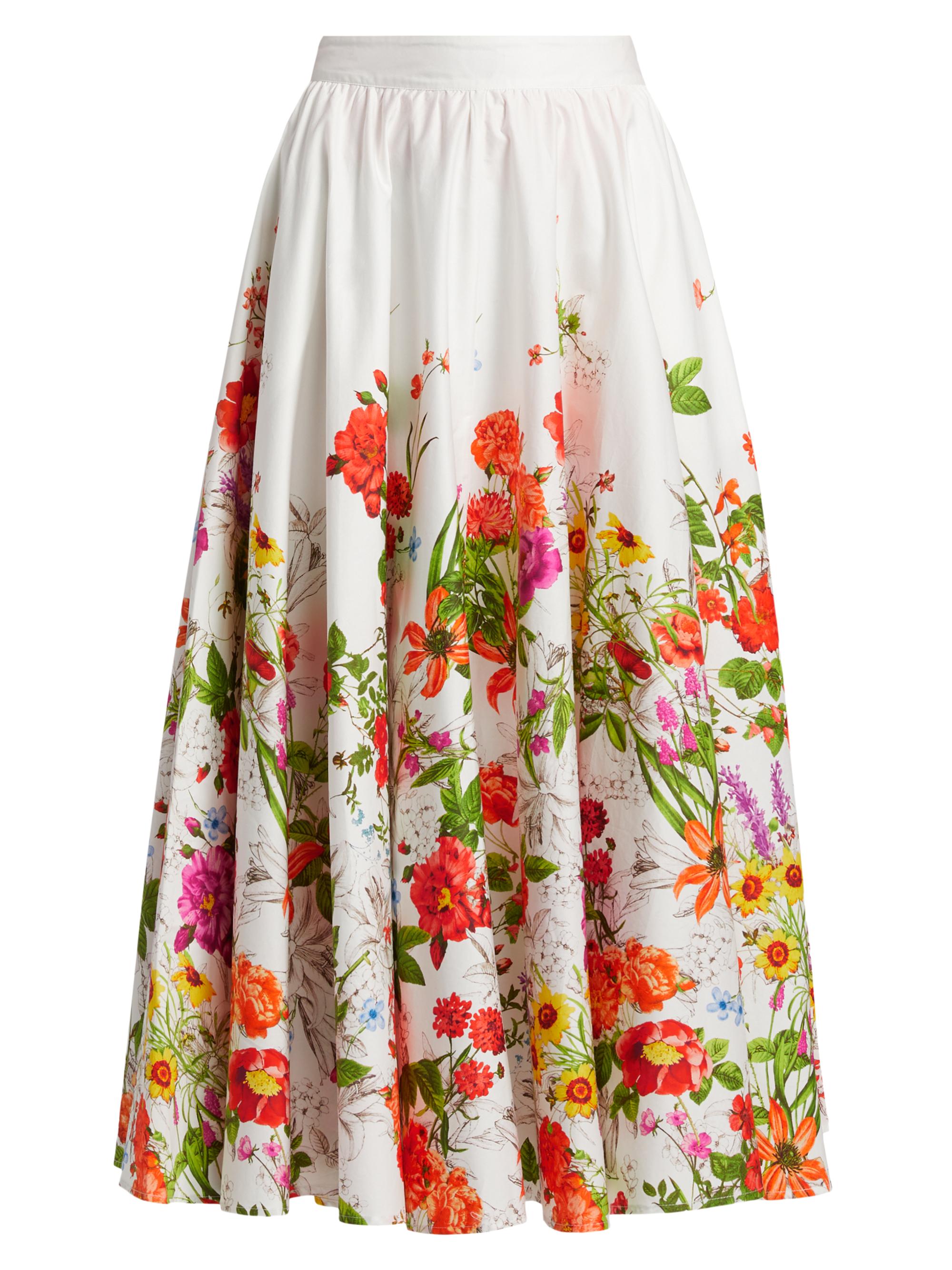 Elie Tahari The Juliana Sky Jardin Floral Cotton Poplin Midi-Skirt