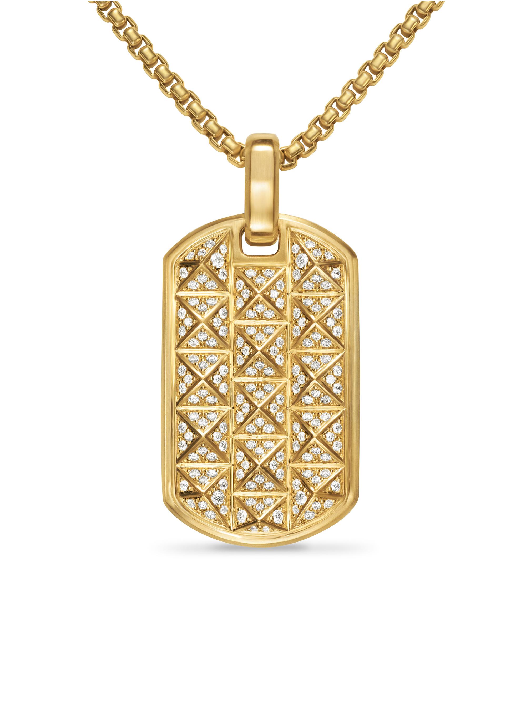 David Yurman Men's Pyramid Tag in 18K Yellow Gold - Gold