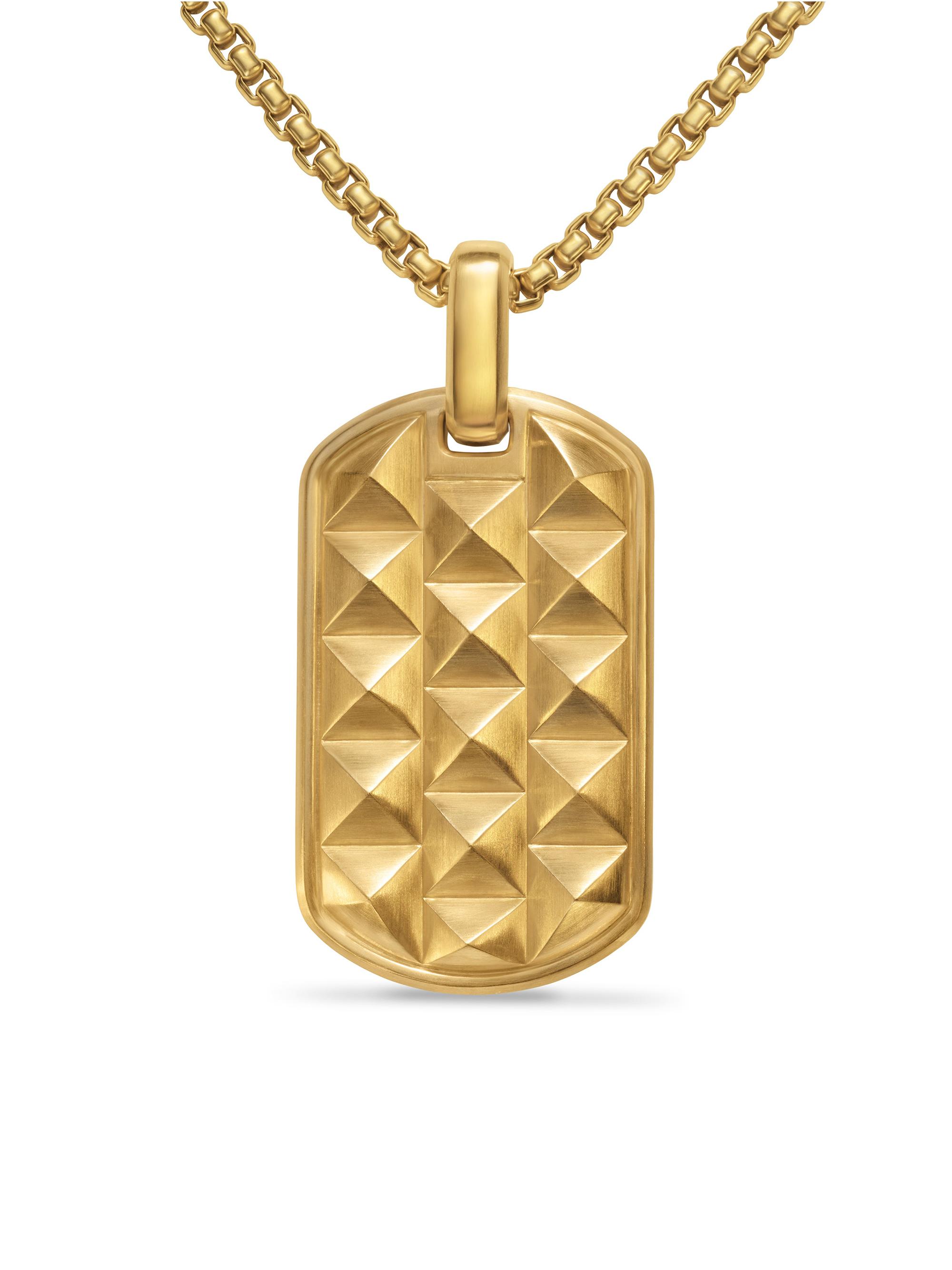 David Yurman Men's Pyramid Tag in 18K Yellow Gold, 35MM - Gold
