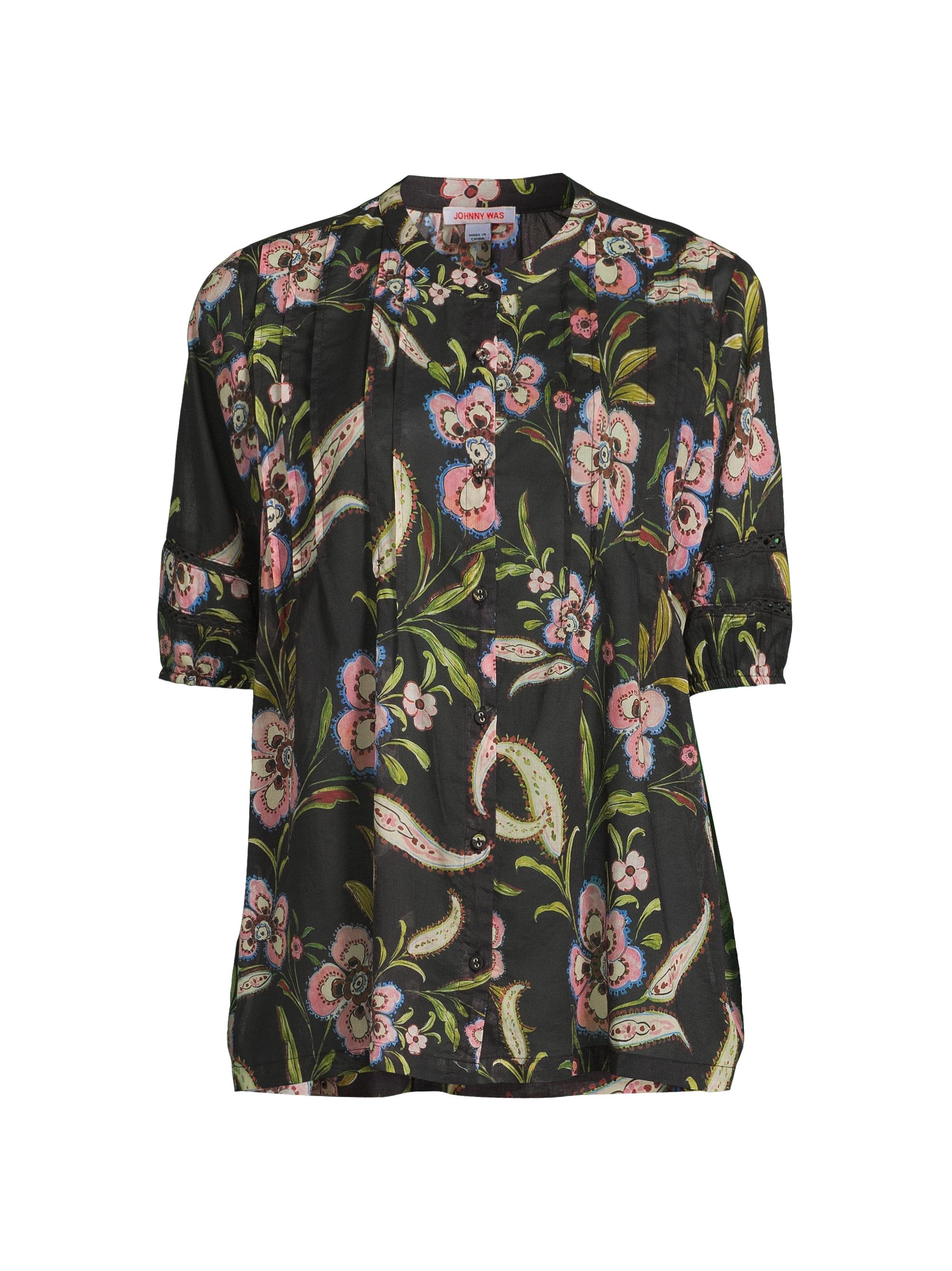 Johnny Was Women's Libbi Pleated Floral Blouse - Libbi
