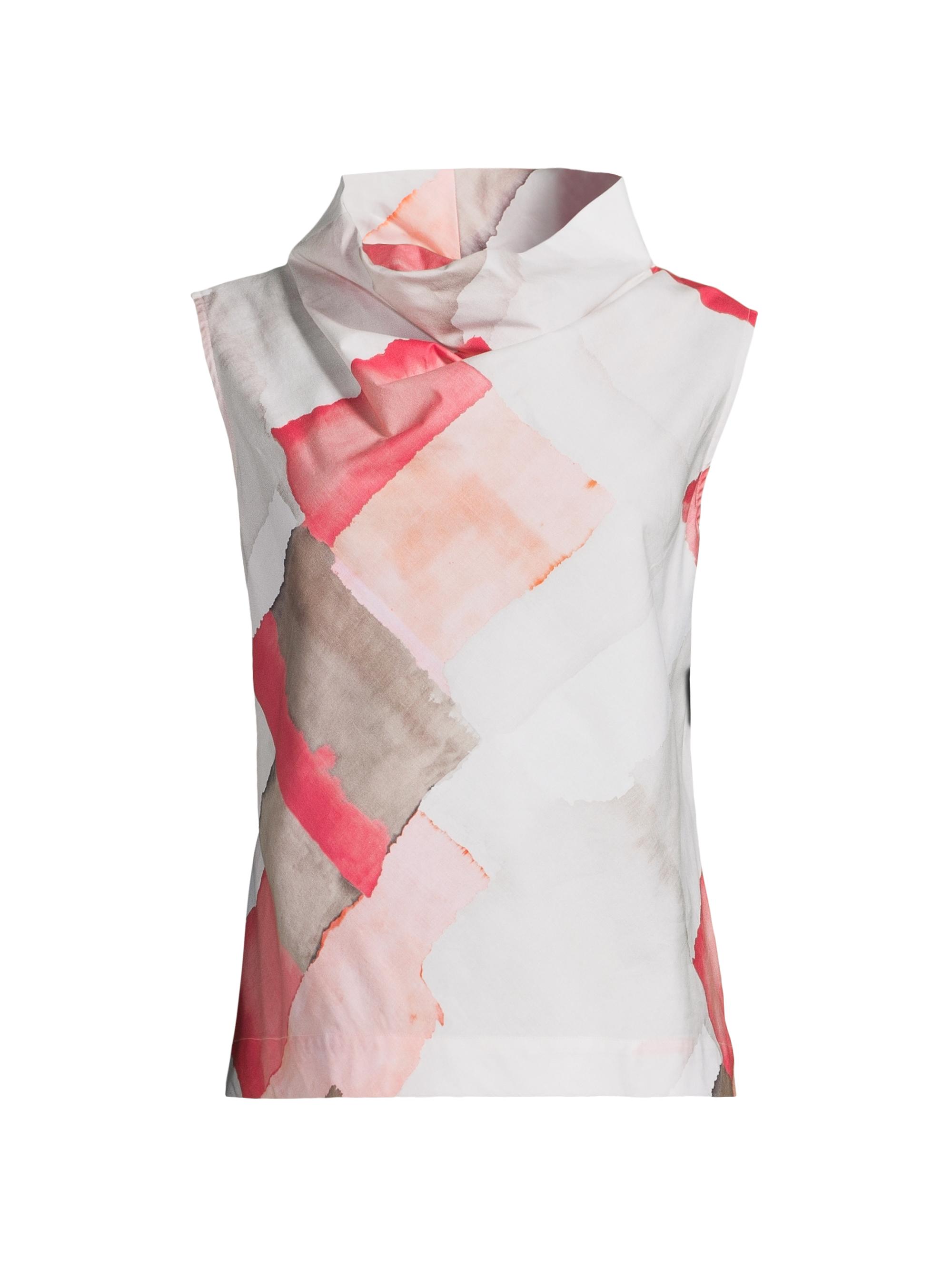 Natori Women's Printed Cototn Funnel Neck Top - Coral Combo