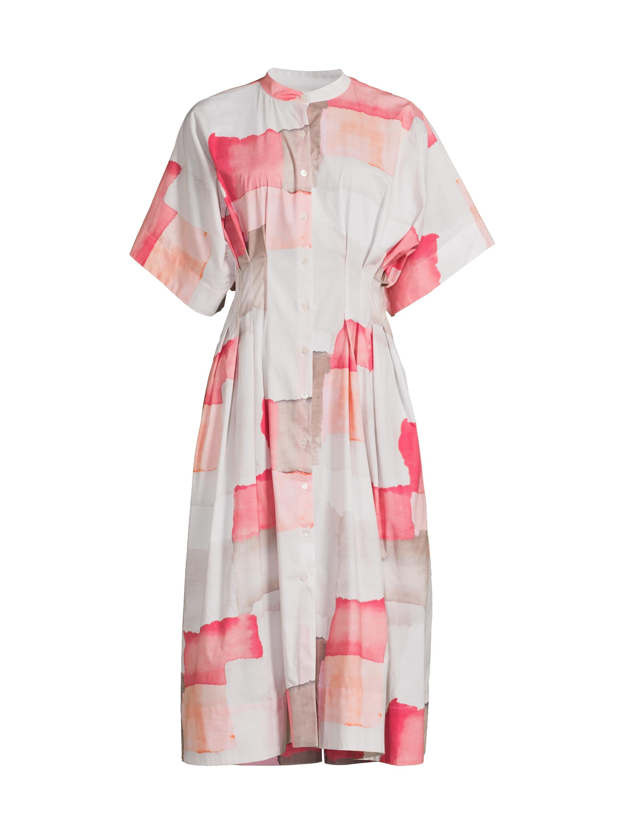 Natori Women's Chiyo Pleated Midi-Dress - Coral Combo