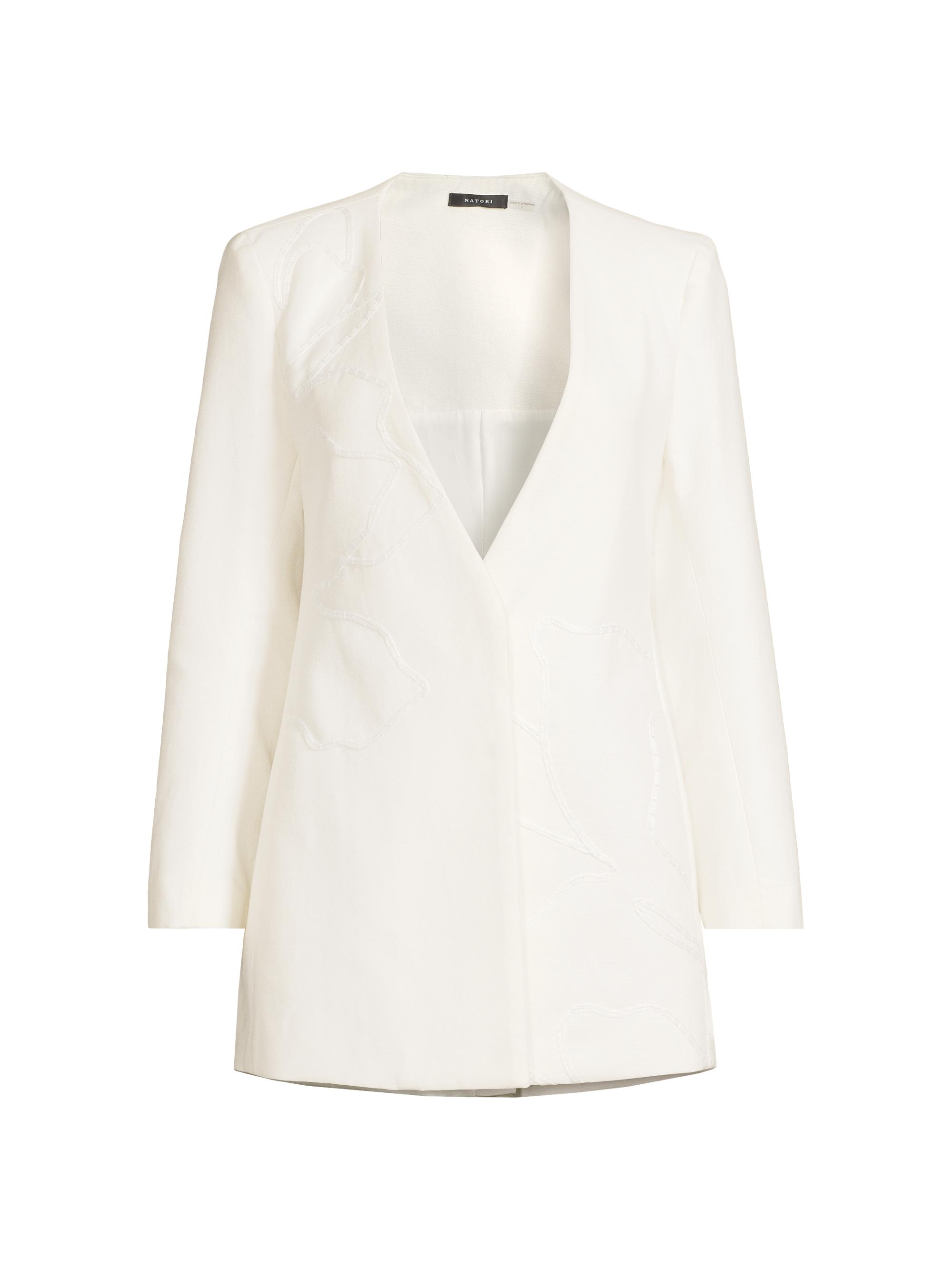 Natori Women's Canvas Embroidered Blazer - White