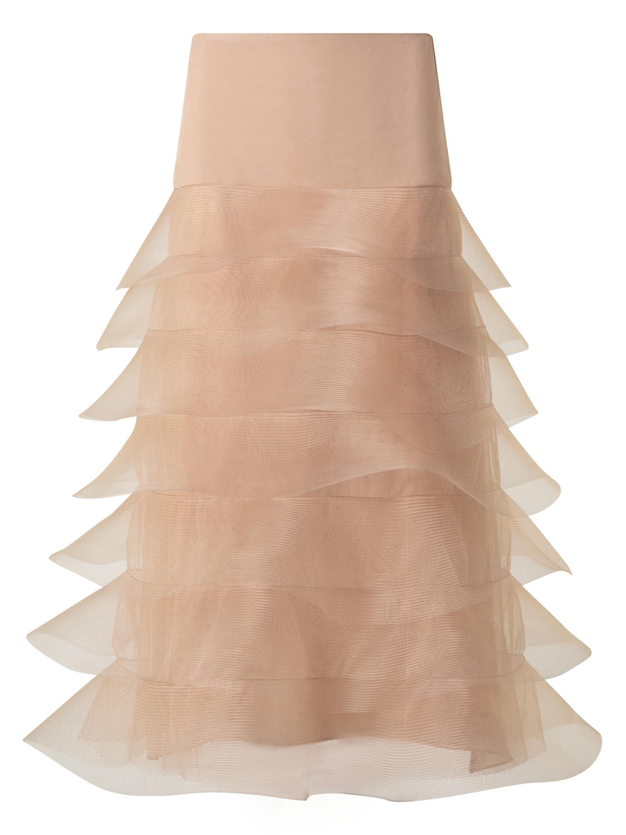 Akris Women's Tulle Crinoline Waves Midi-Skirt - Cuoio
