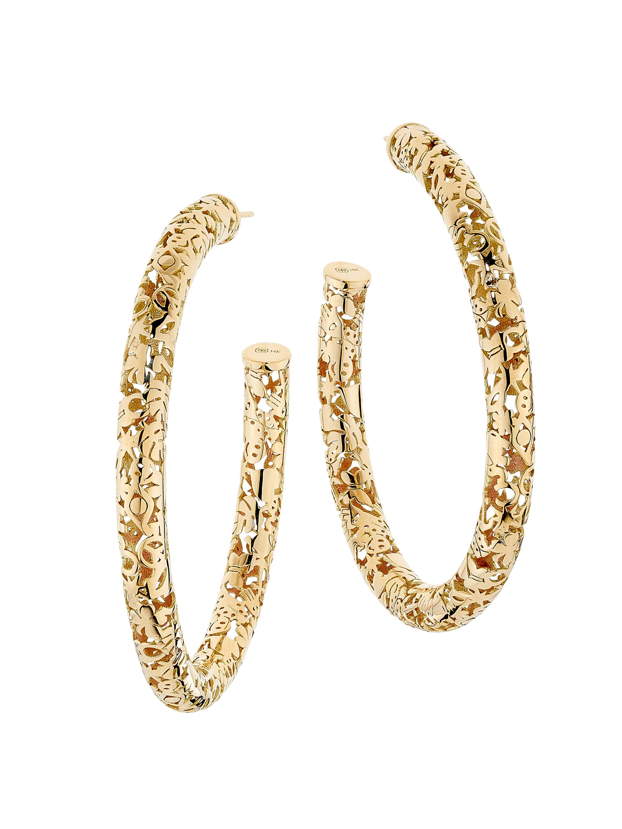 Sydney Evan Women's Icon Wallpaper 14K Yellow Gold  Tubular Hoop Earrings - Yellow Gold