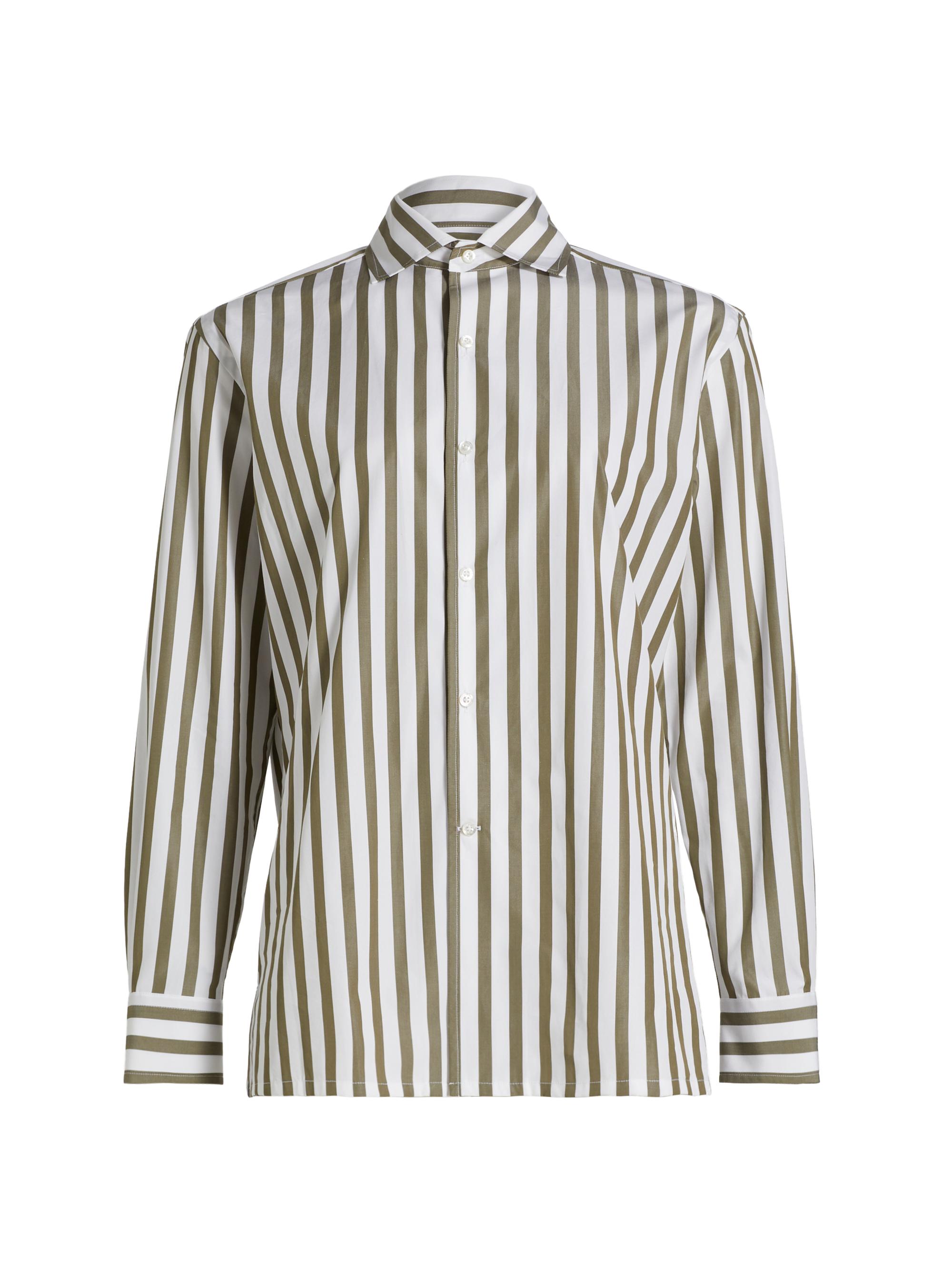 Ralph Lauren Collection Women's Capri Striped Button-Front Shirt - Moss White