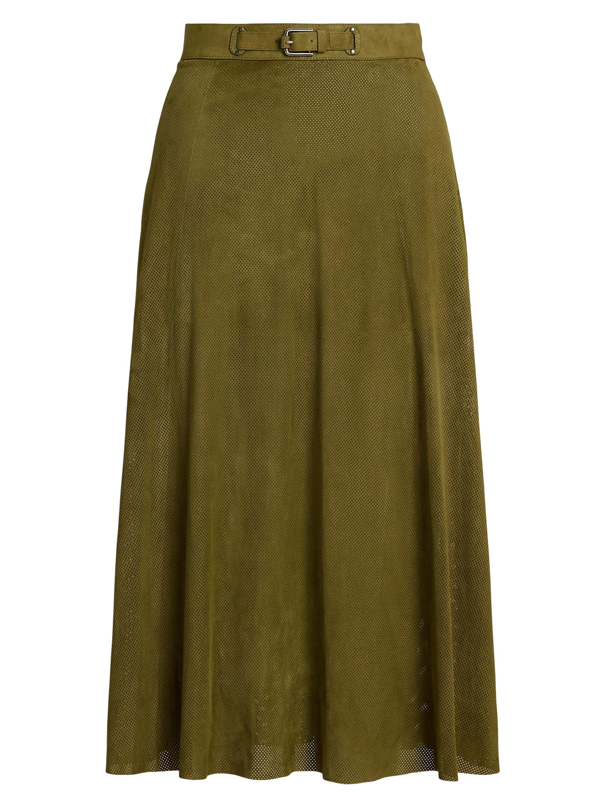 Ralph Lauren Collection Women's Kensley Suede Midi-Skirt - Moss