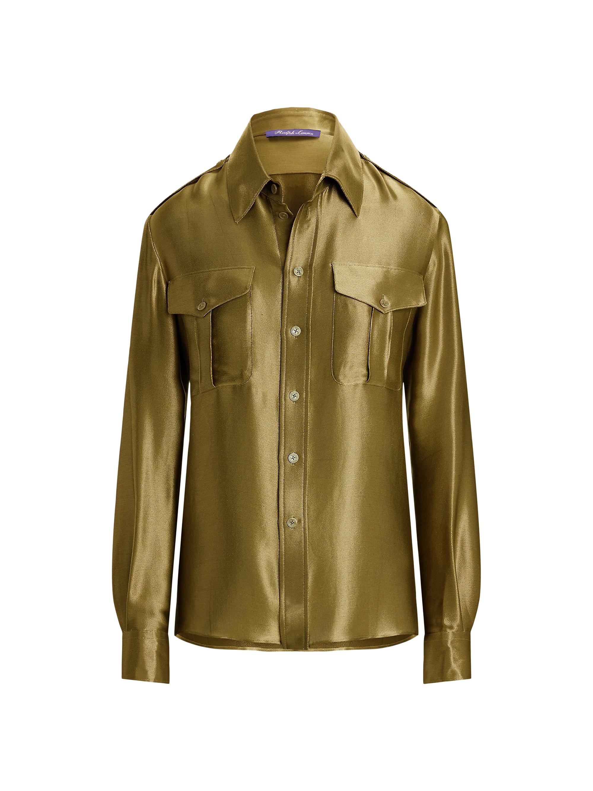 Ralph Lauren Collection Women's Natalie Metallic Satin Shirt - Dusty Sage