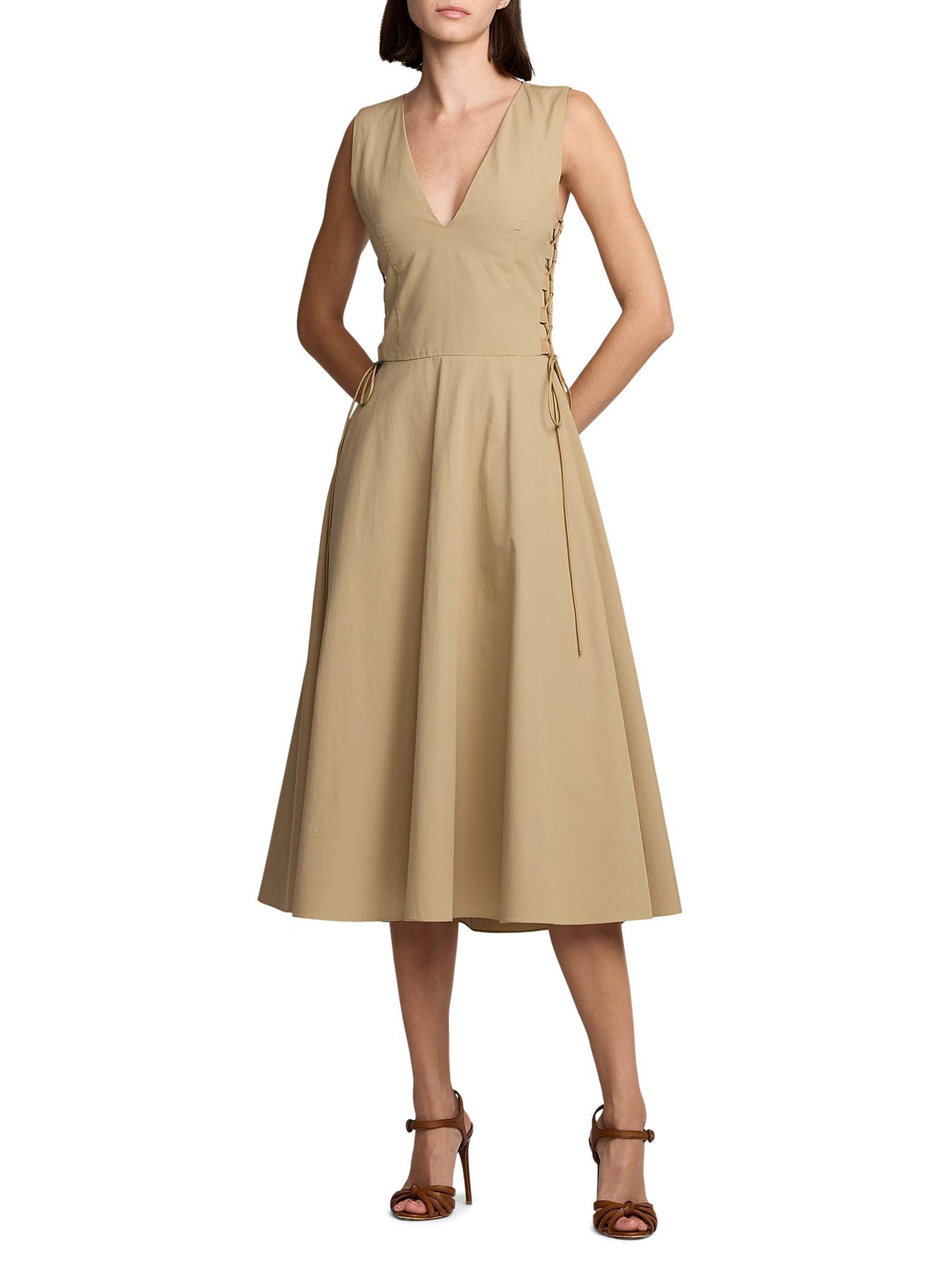 Ralph Lauren Collection Renna Cotton Sleeveless Midi-Dress | Saks