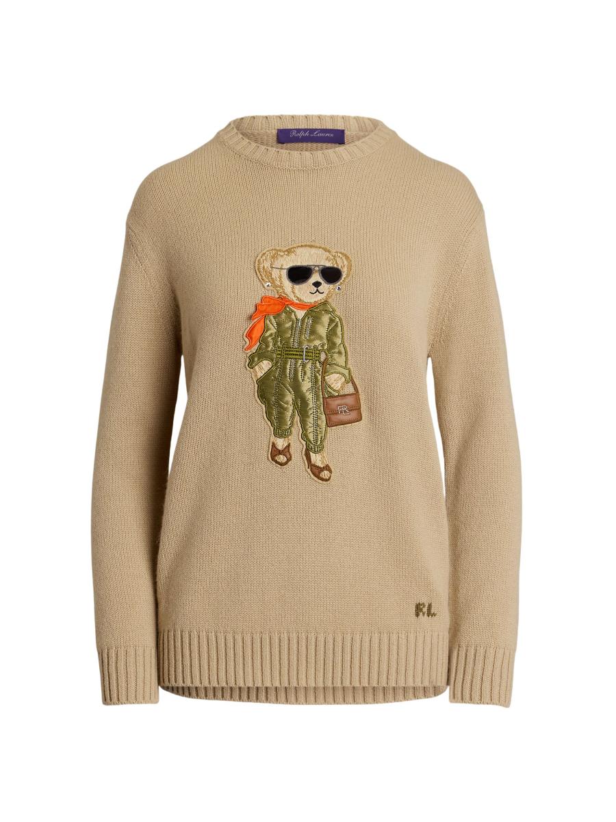 Shop Ralph Lauren Collection Aviator Bear Cashmere Sweater | Saks 