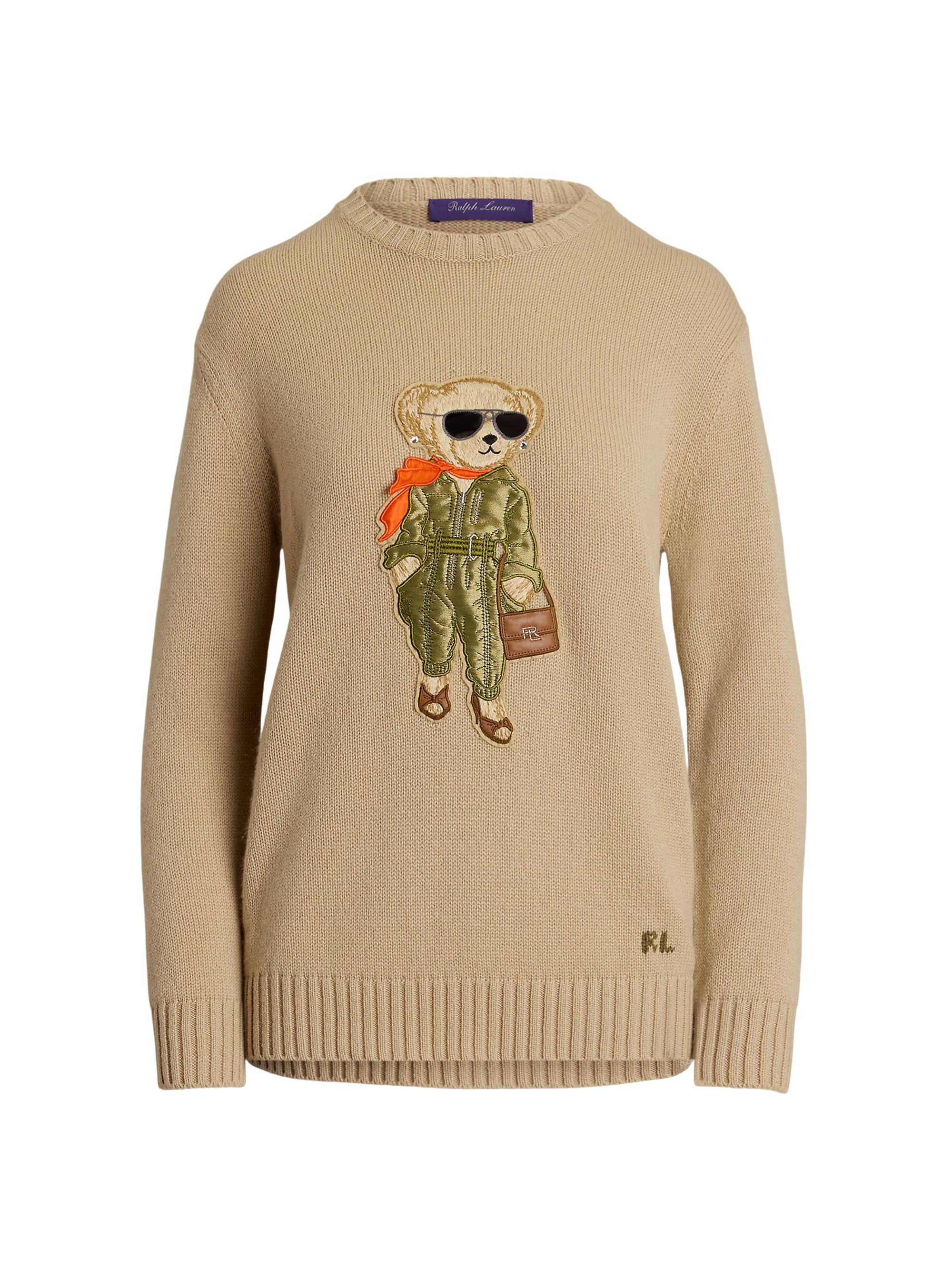 Ralph Lauren Collection Women's Aviator Bear Cashmere Sweater - Lux Tan