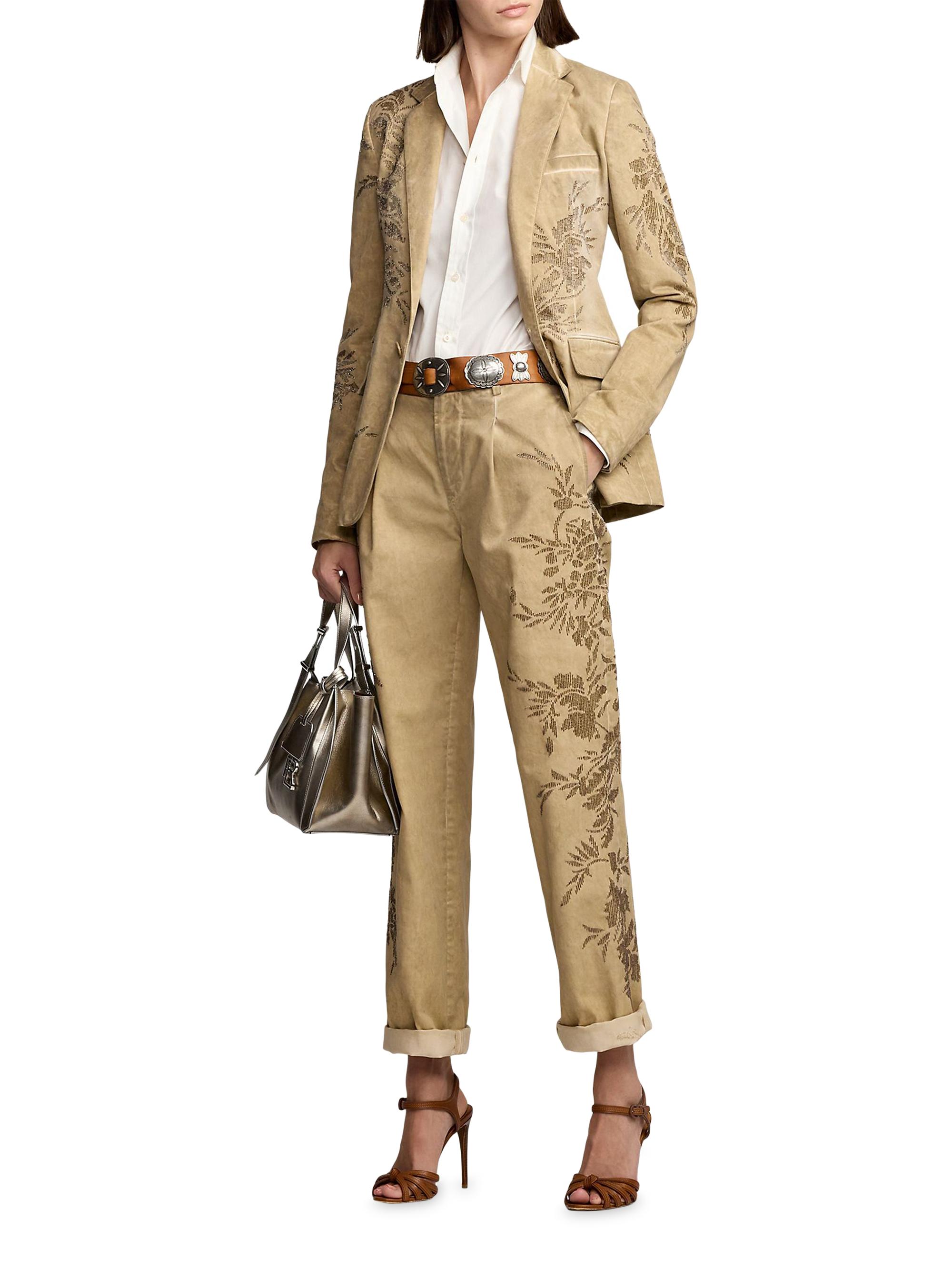 Ralph Lauren Collection Women's Parker Embellished Cotton Chino Jacket - Lux Tan