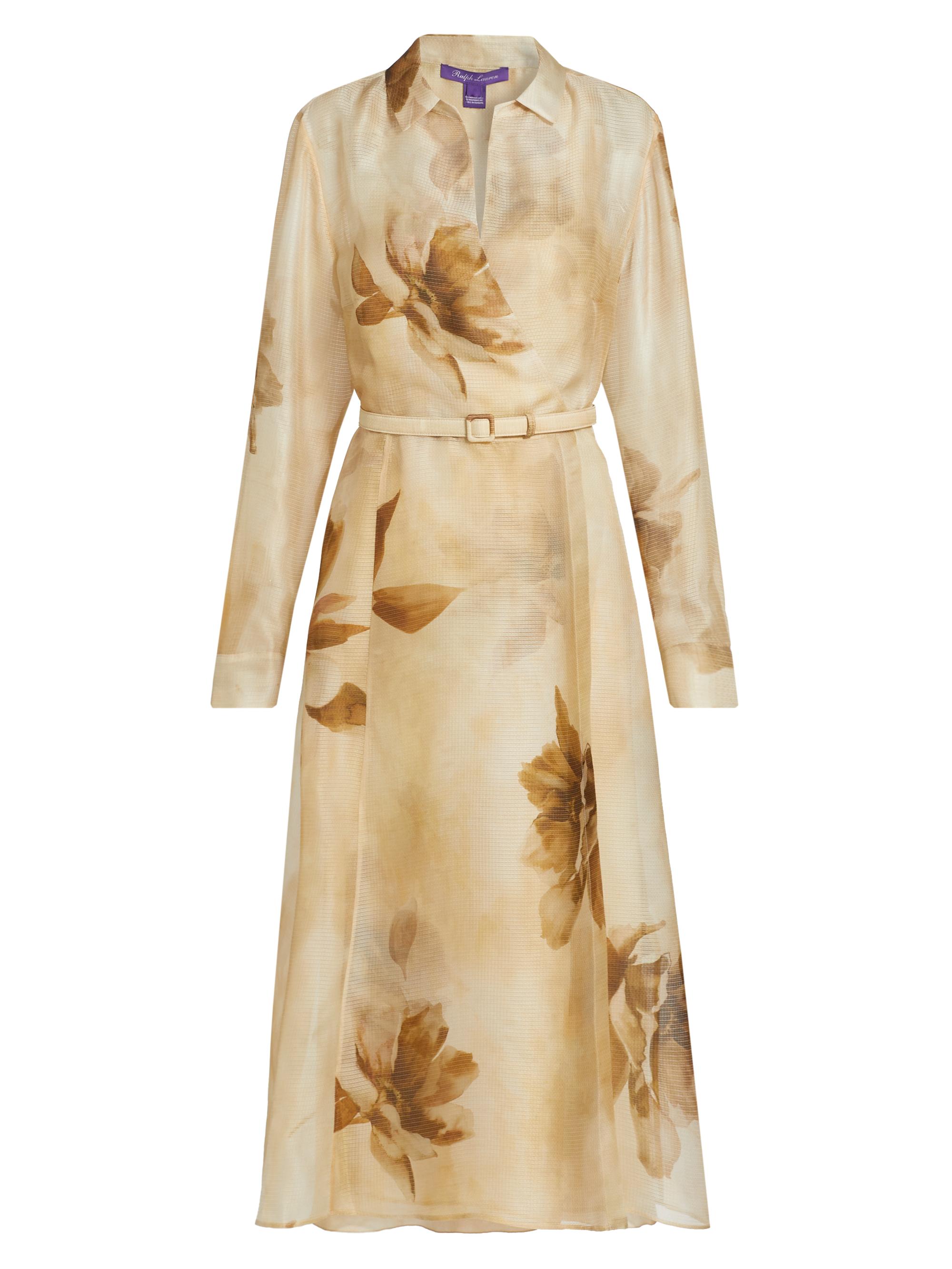 Ralph Lauren Collection Women's Aniyah Floral Silk Gauze Day Dress - Tan Multi