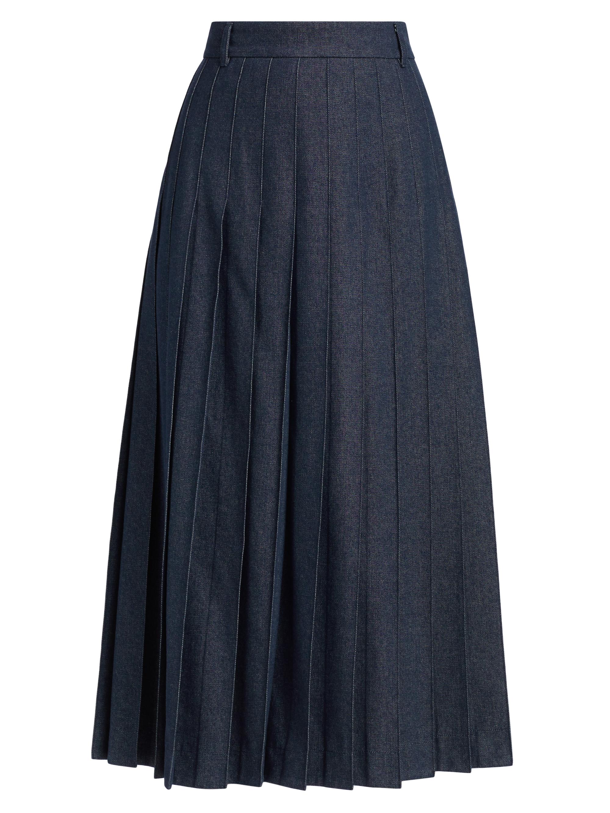 Max Mara Women's Vale Pleated Denim Midi-Skirt - Midnight Blue