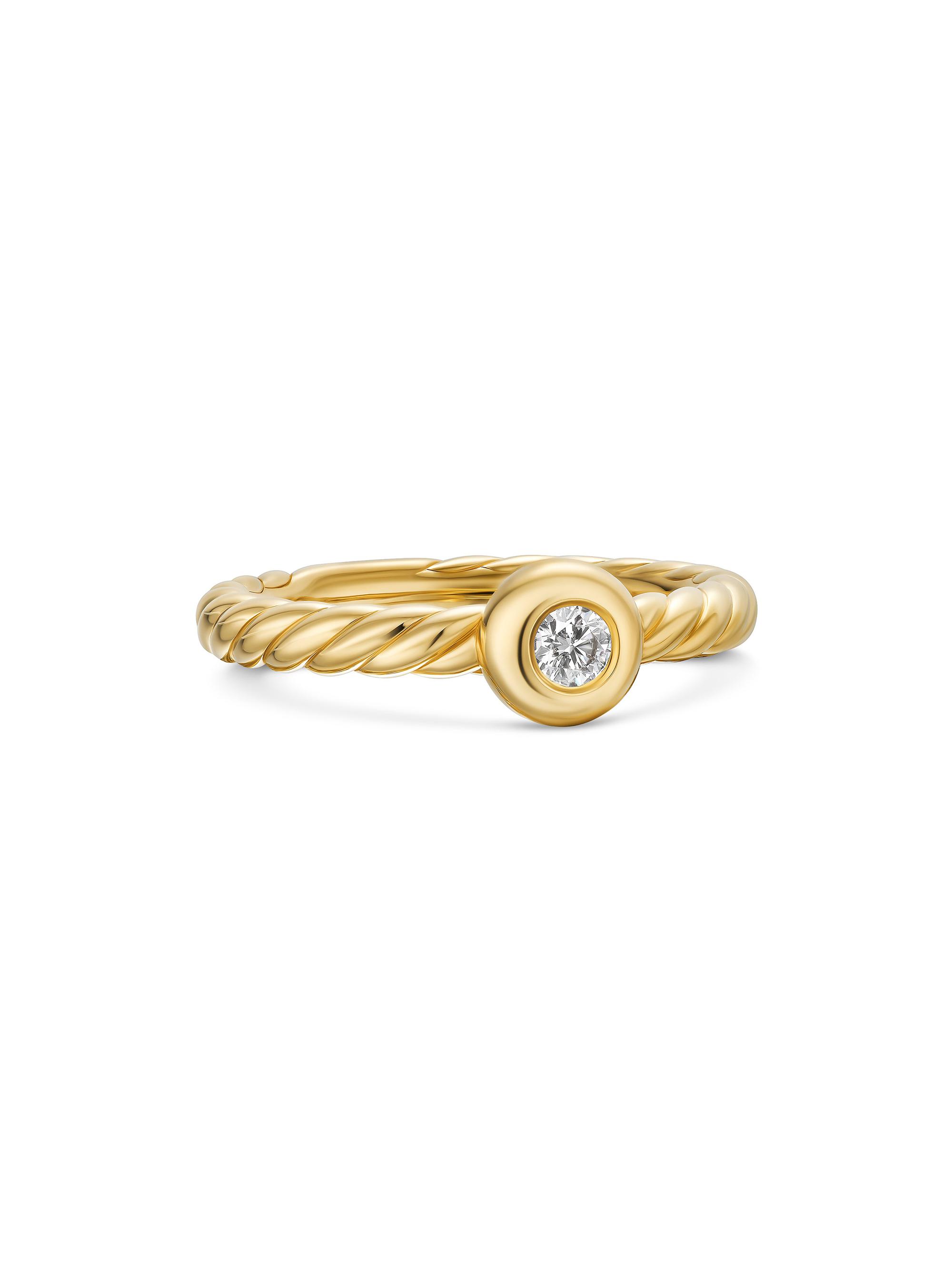 David Yurman Women's Petite Cable Ring in 18K Yellow Gold - Diamond