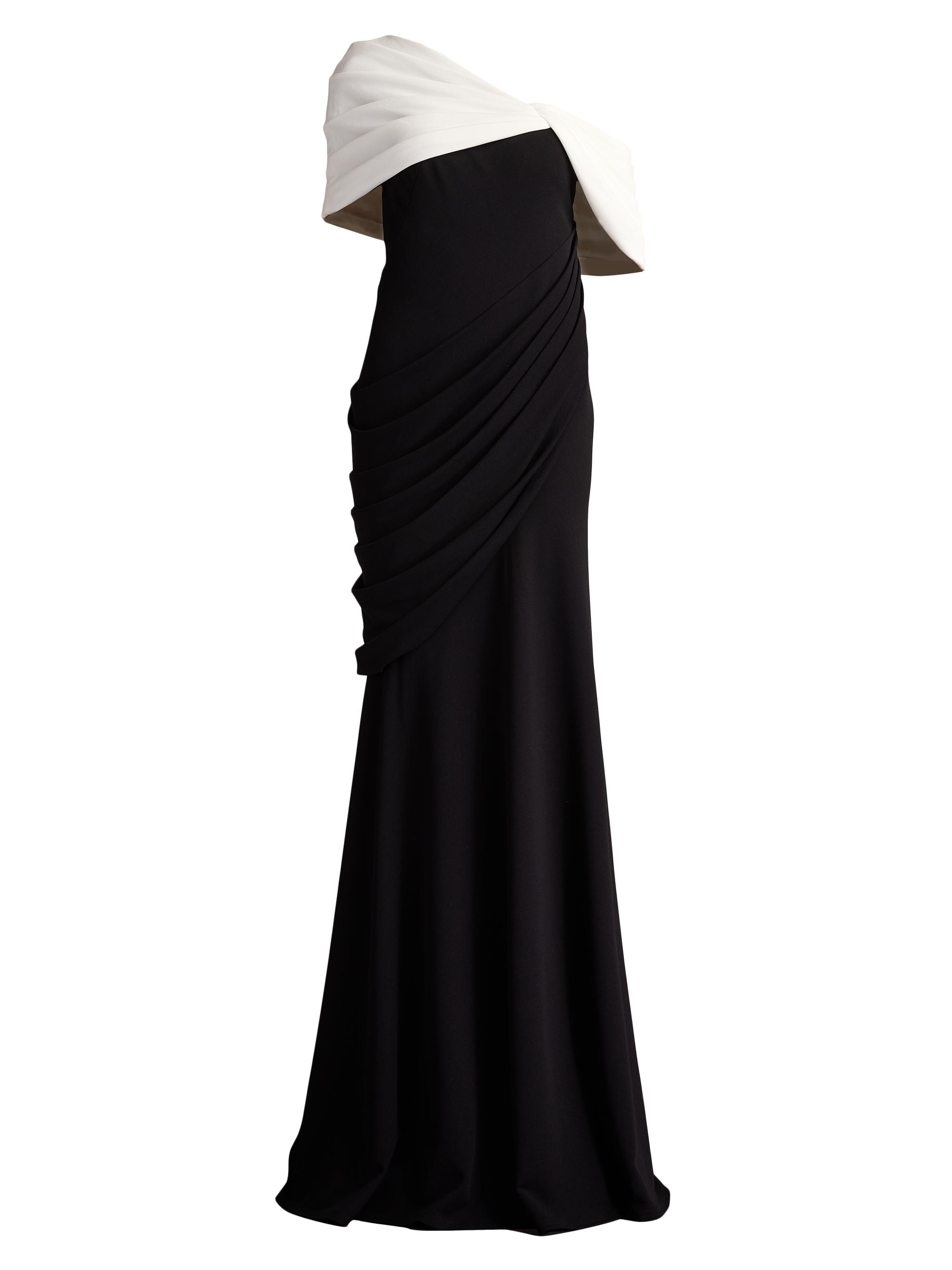 Tadashi Shoji Women's Two-Tone Crepe Draped Gown -  Black