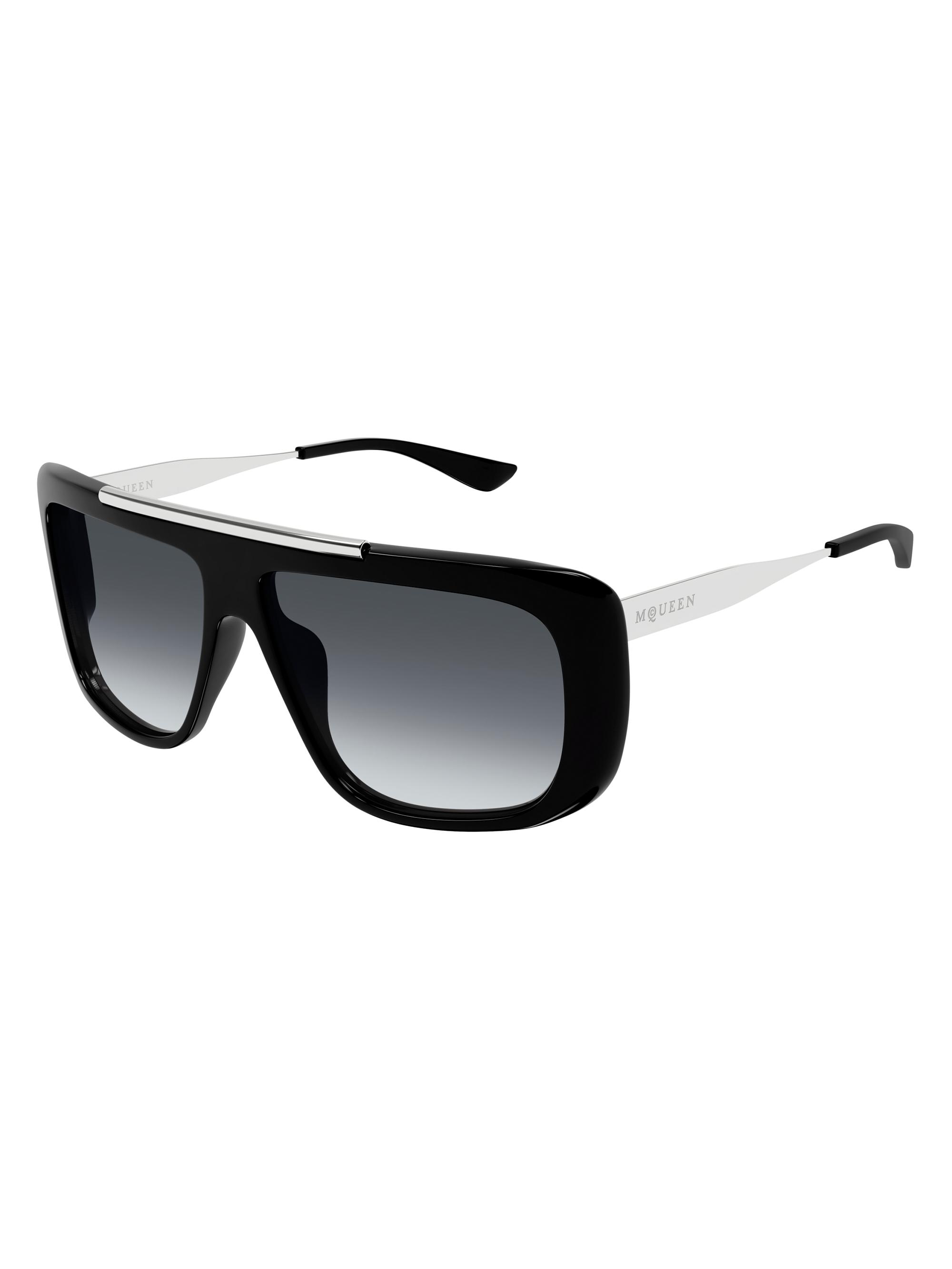 McQueen Men's 60MM Navigator Sunglasses - Black Silver Black