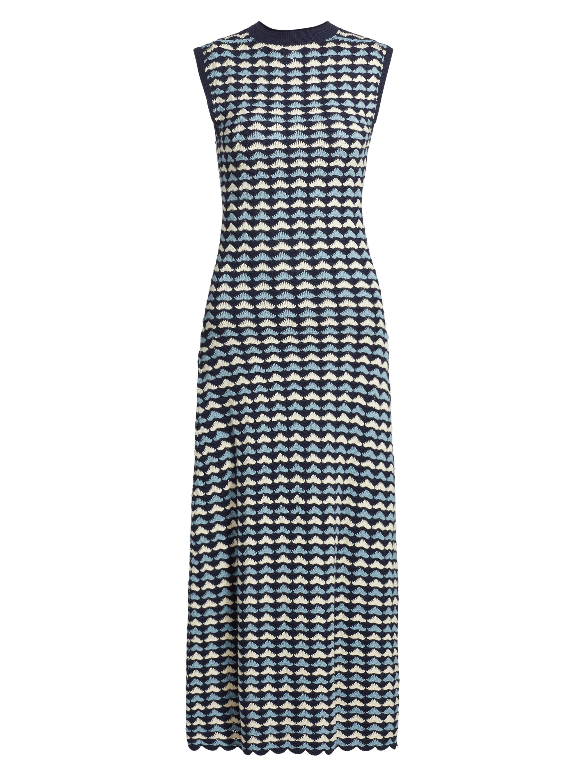 Escvdo Women's Spondylus Pacifico Sleeveless Midi-Dress - Navy Baby Blue