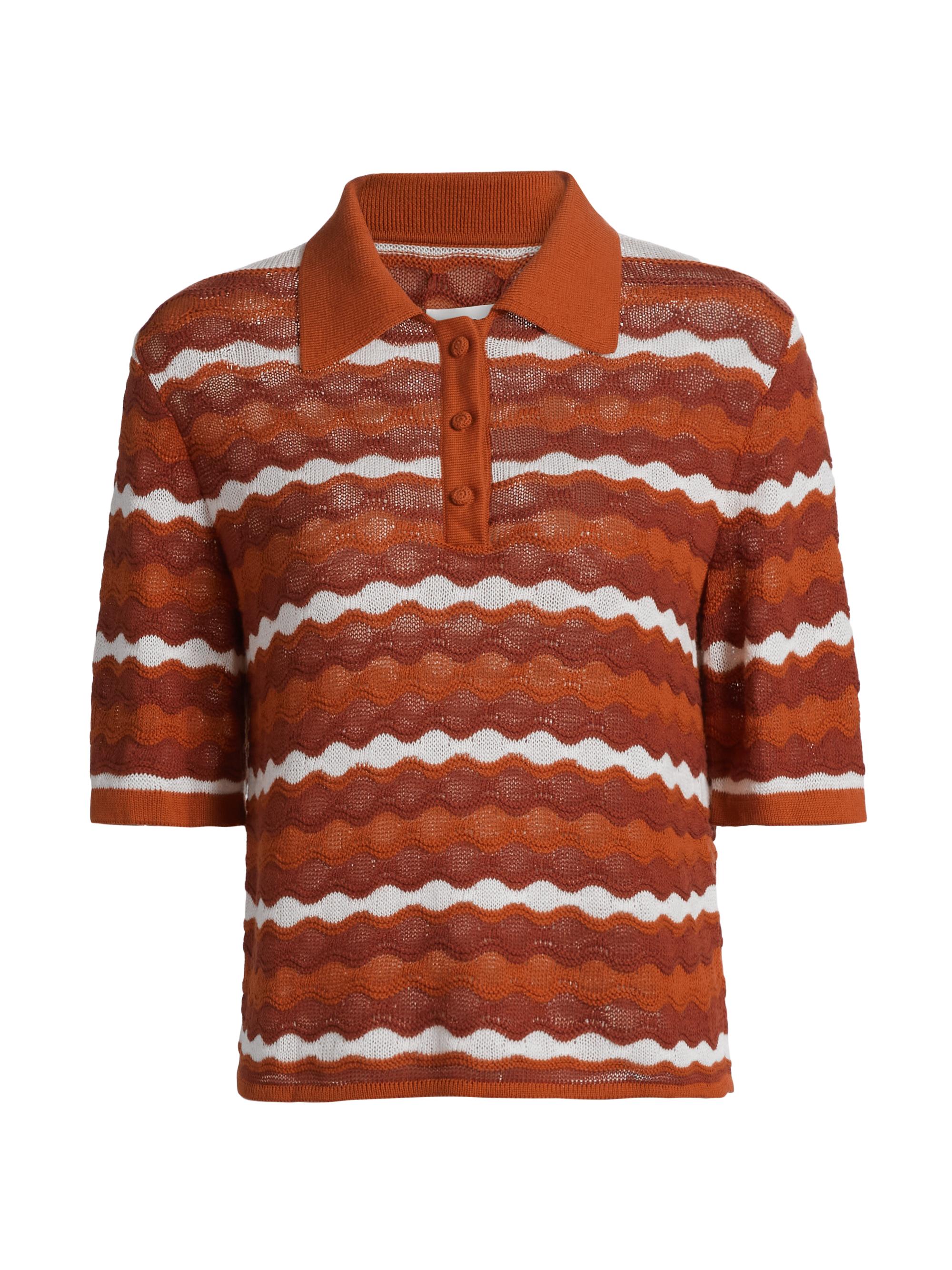 Escvdo Women's Mullu Chevron Polo Shirt - Tobacco