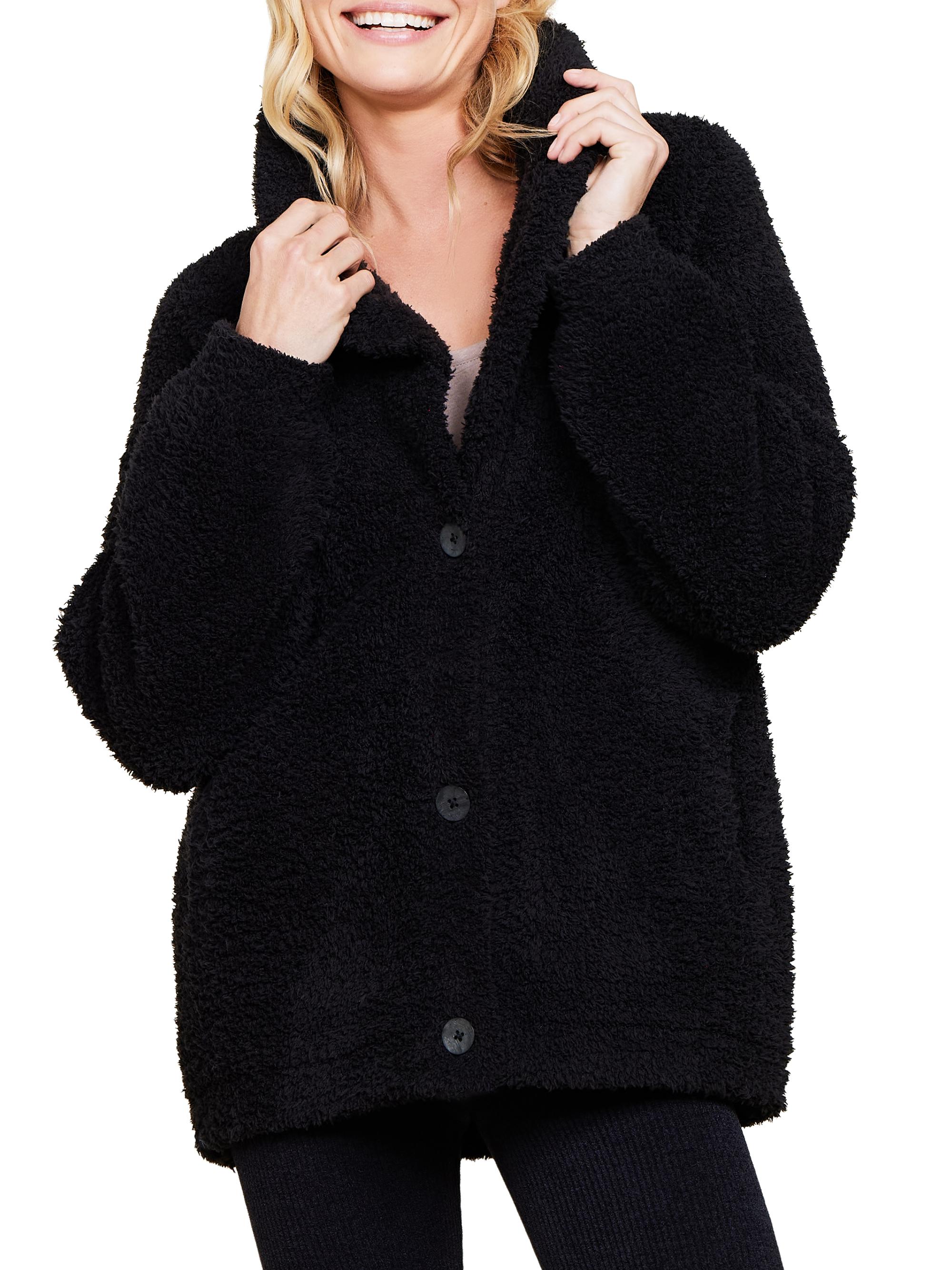 Barefoot Dreams Women's Cozychic Button-Front Jacket - Black