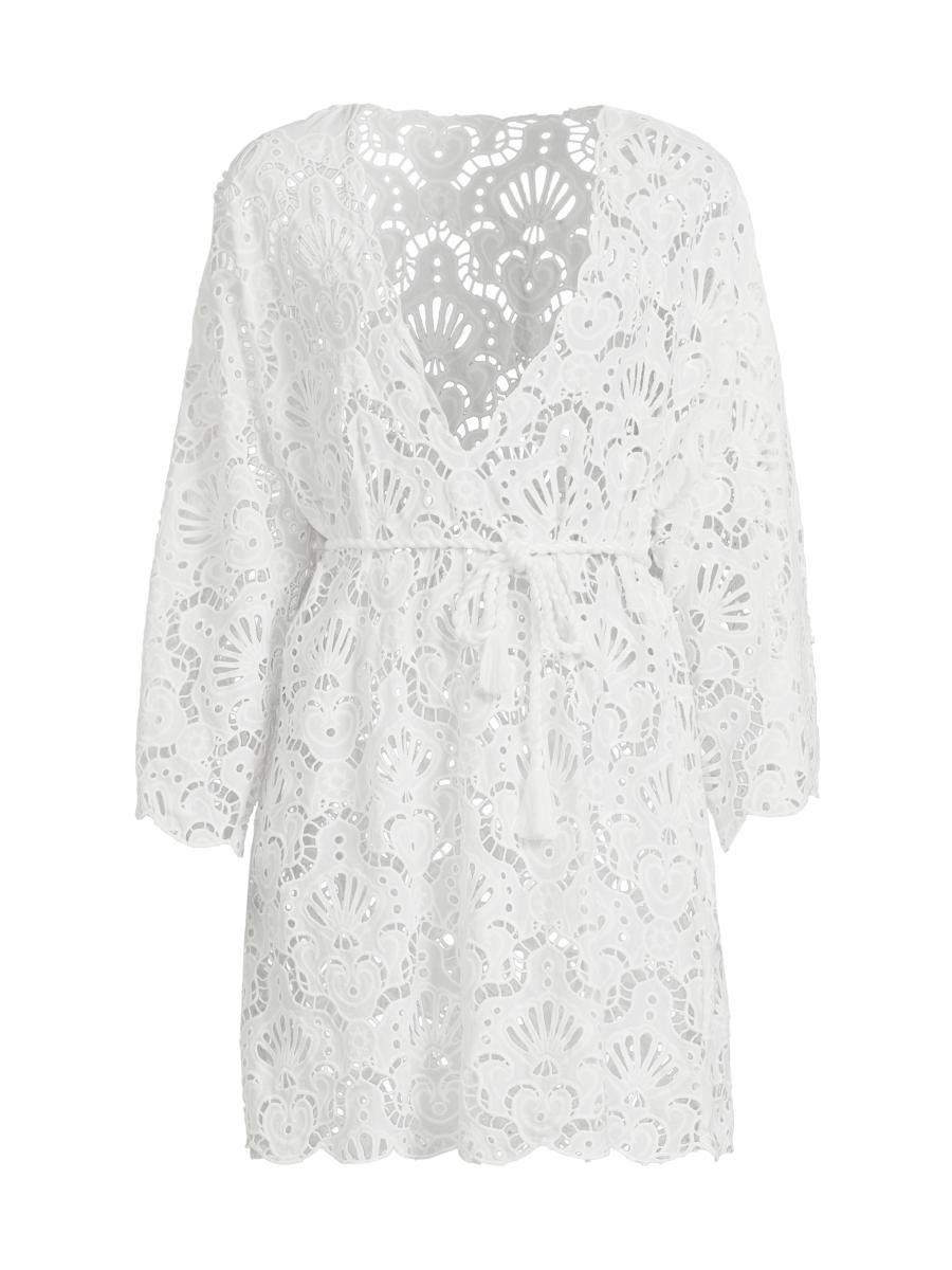 Farm Rio Seashell Eyelet Cotton Cover-Up Minidress | Saks Fifth Avenue