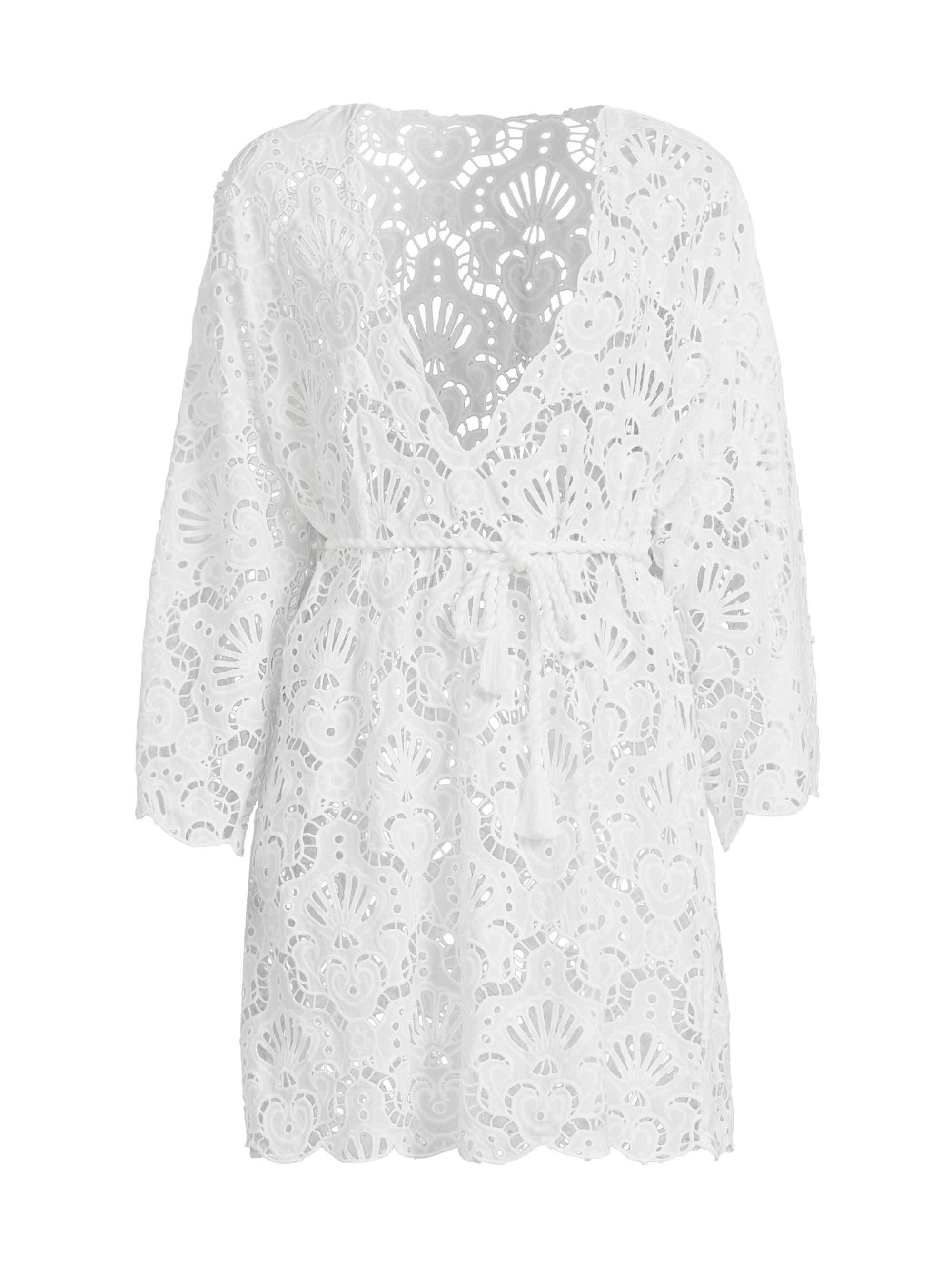 Farm Rio Women's Seashell Eyelet Cotton Cover-Up Minidress - White