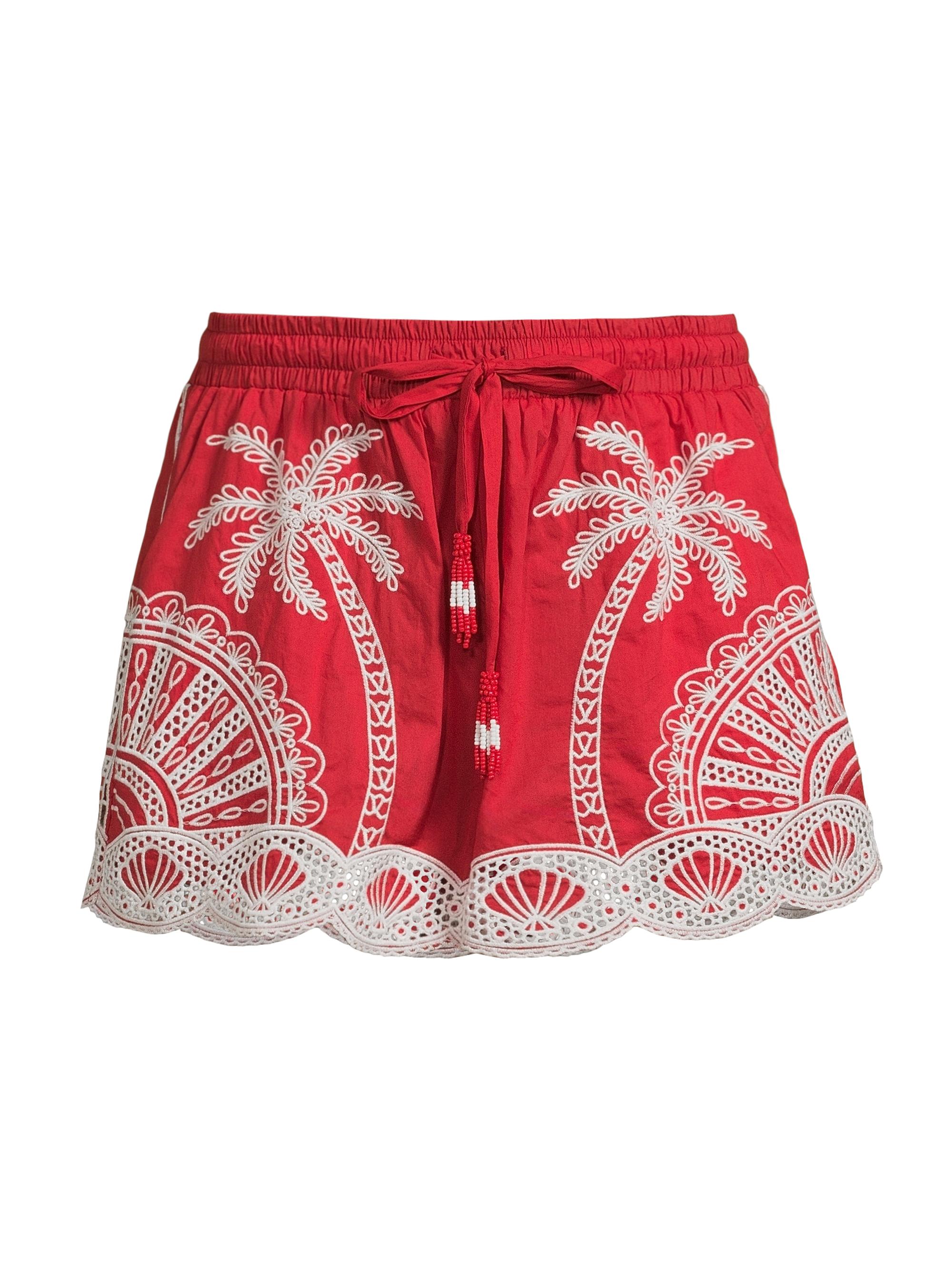 Farm Rio Women's Palm Trees Crochet Shorts - Red