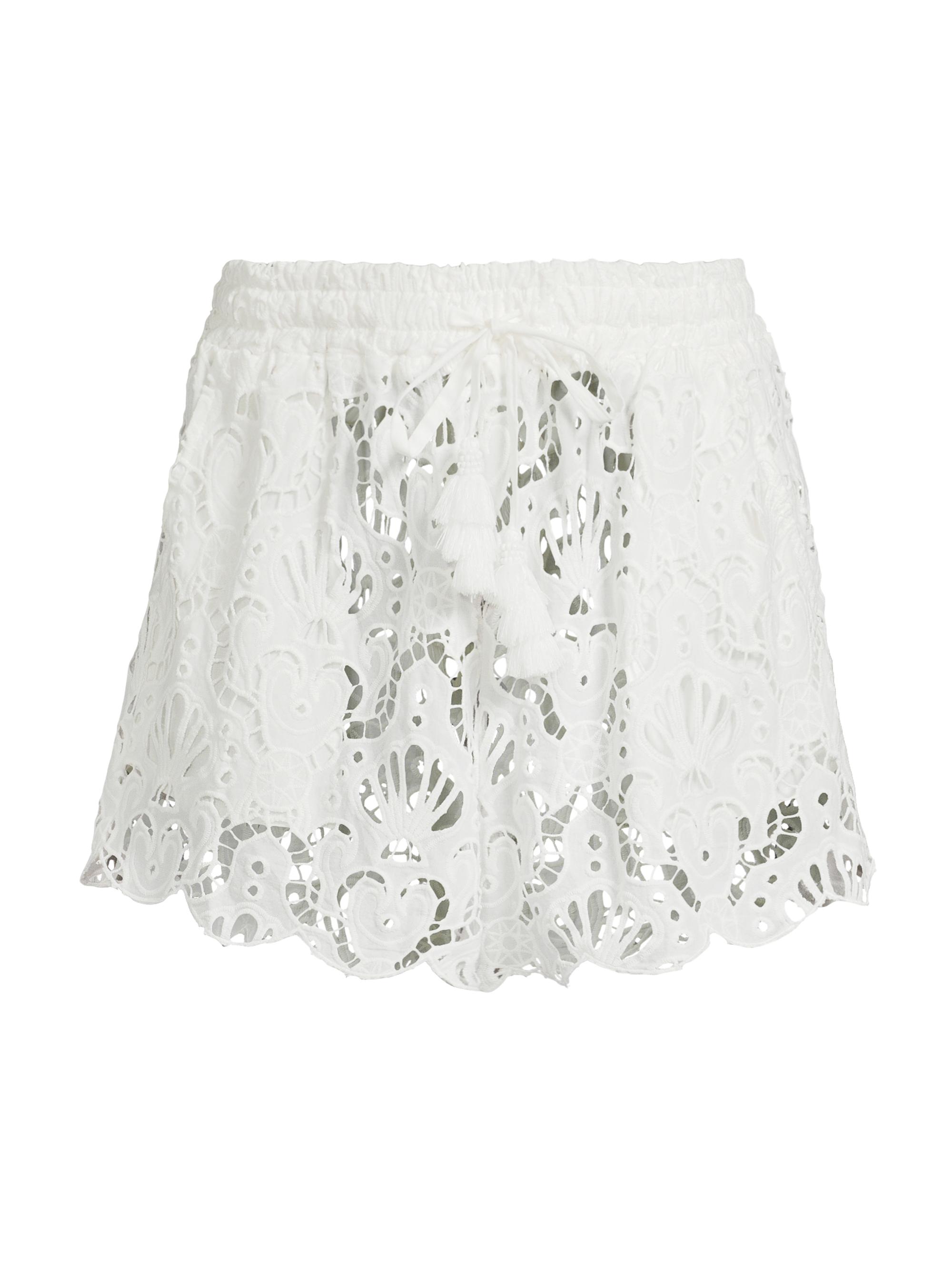Farm Rio Women's Seashell Eyelet Cotton Cover-Up Shorts - White